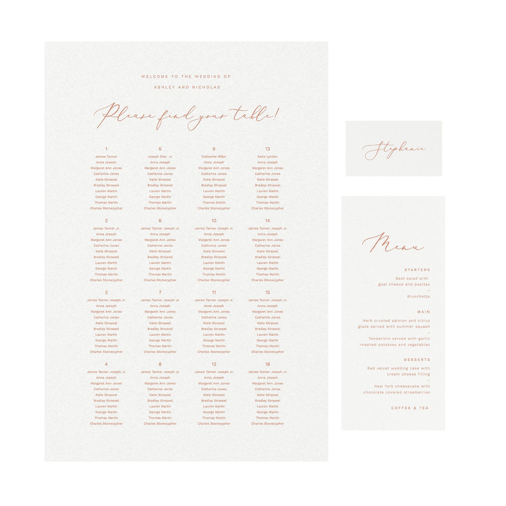 Blush Wedding Reception Templates Bundle: Seating Chart, Menu, Place Card (Digital Download)