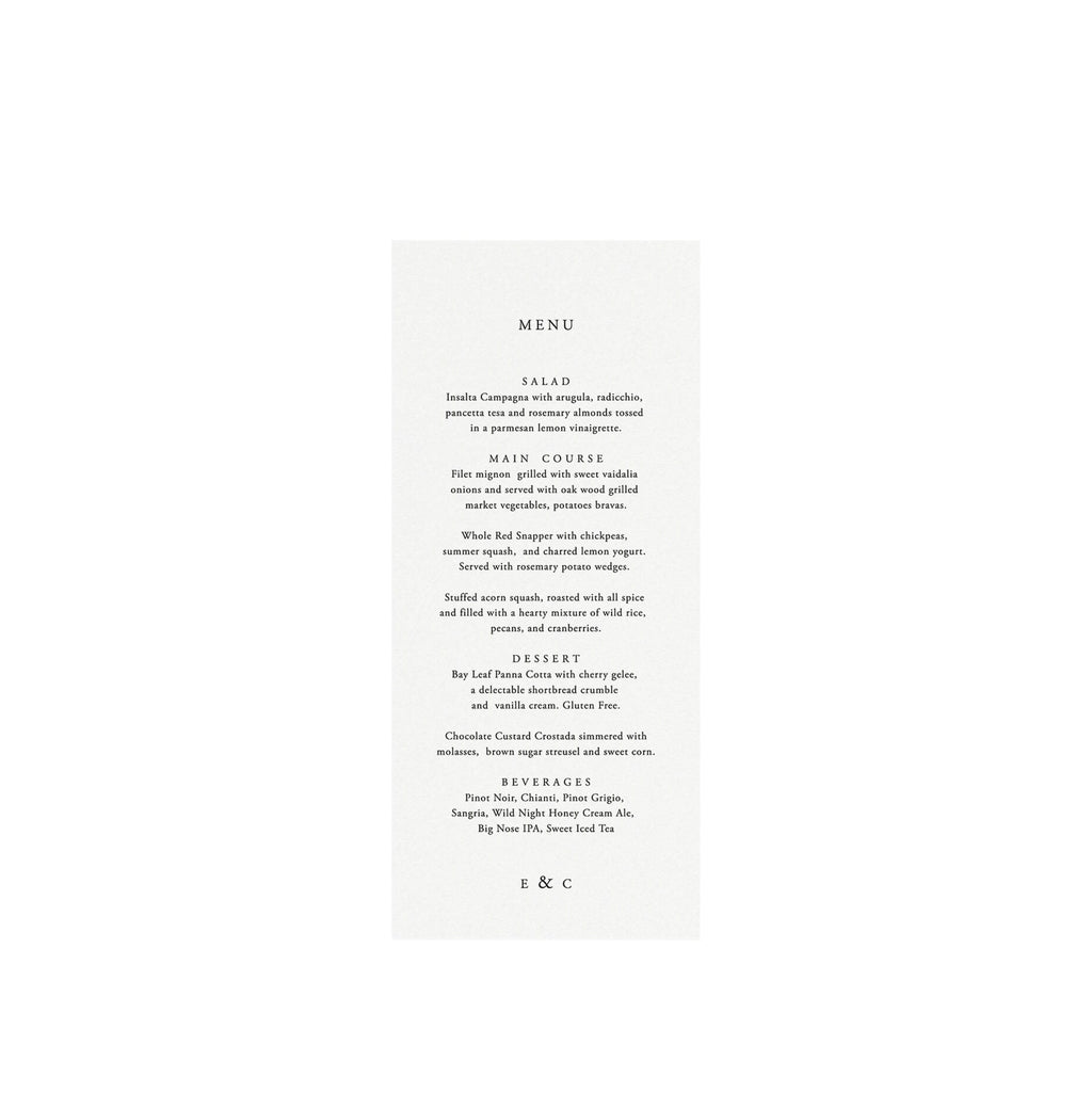 Elegant Wedding Menu Template: Simple Classic Design (Instant Download)