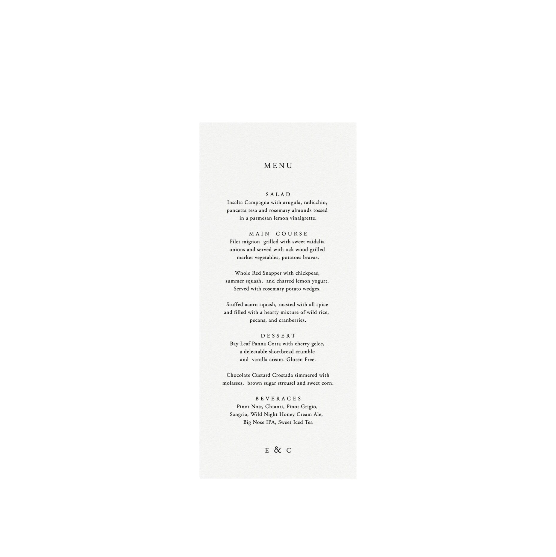 Elegant Wedding Menu Template: Simple Classic Design (Instant Download)