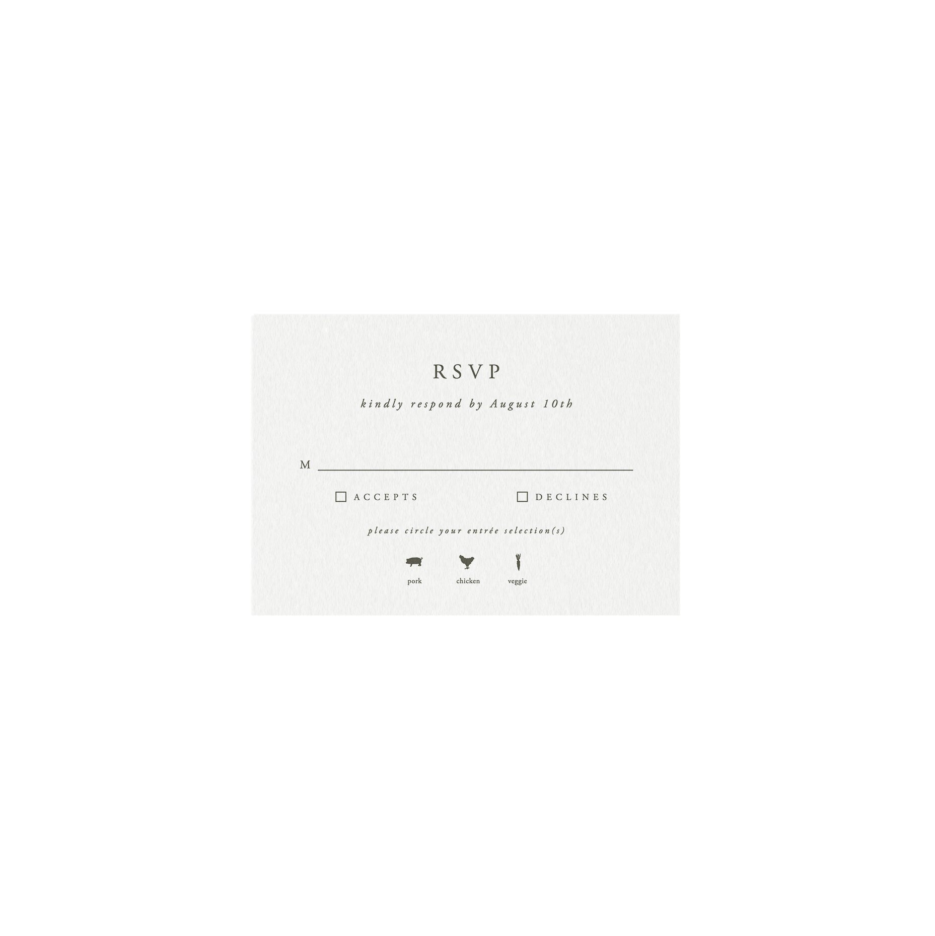 Elegant Slate Gray RSVP Card Template with Meal Icons (Digital Download)