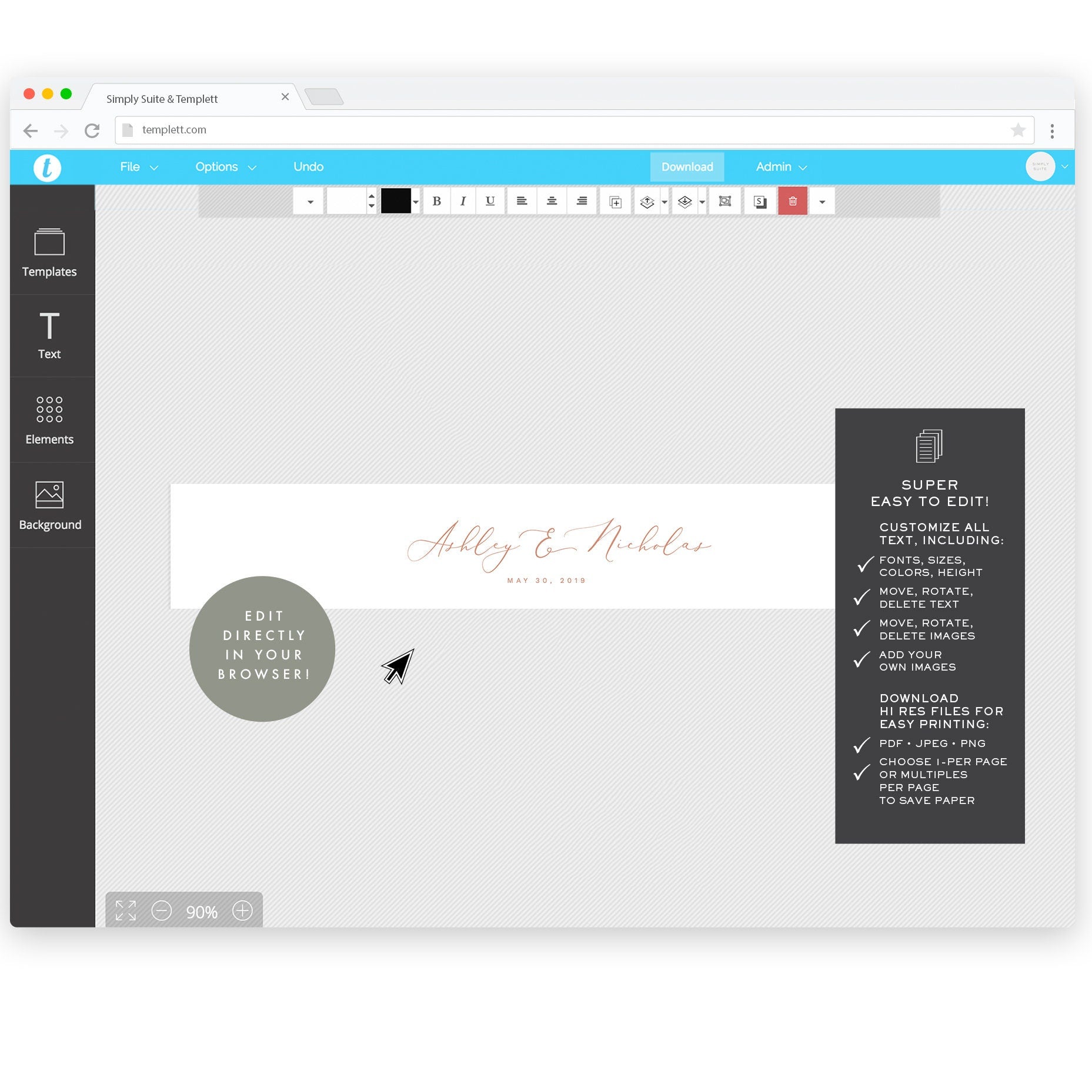 Elegant Wedding Belly Band Template: Editable Calligraphy (Instant Download)