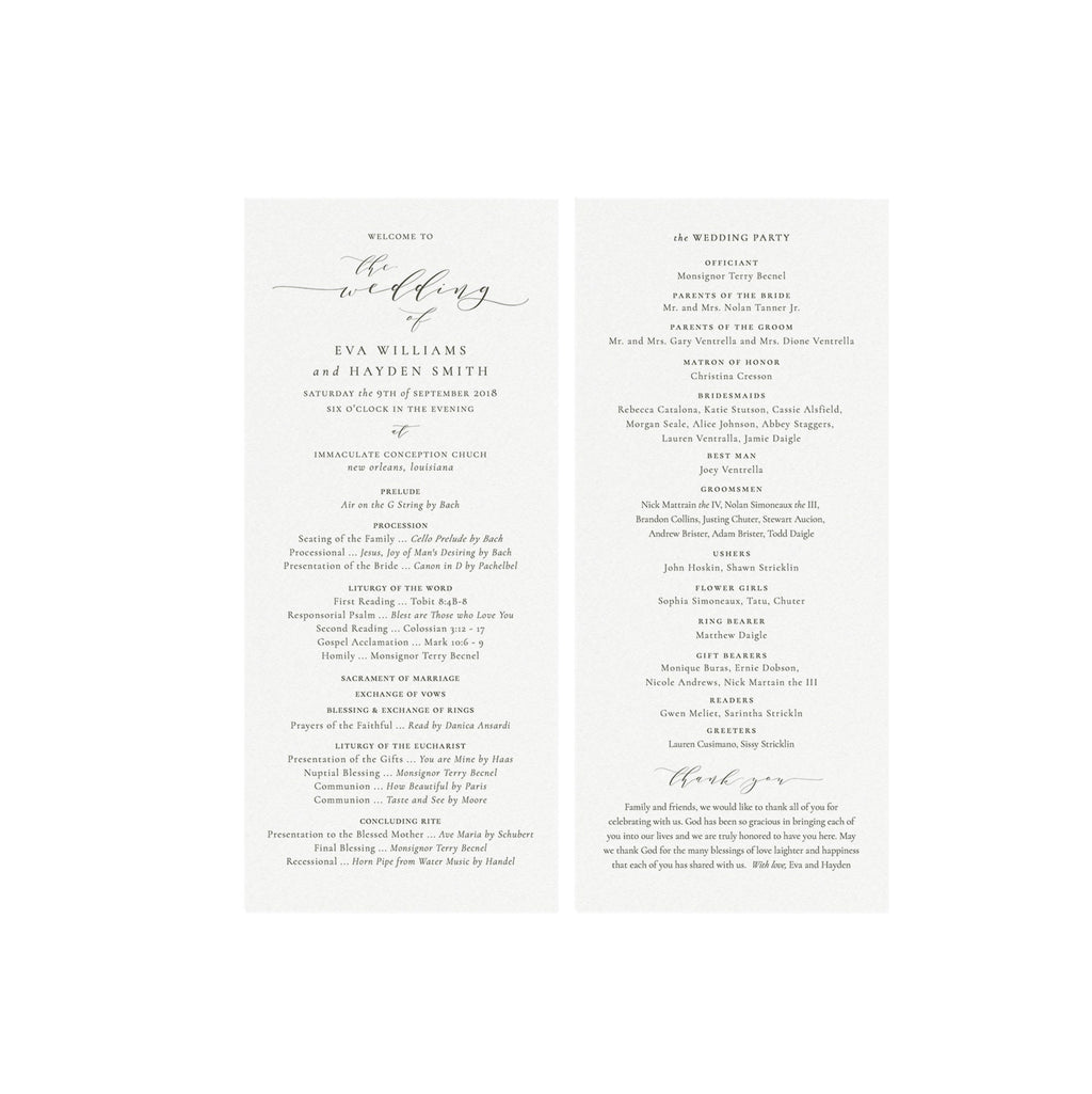 Catholic Wedding Program Template: Slate Gray Calligraphy (Instant Download)