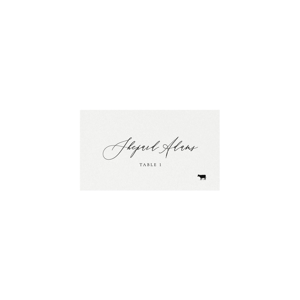 Adler: Escort Card Printable Template with Meal Icons, 3.5x2 FLAT and FOLDED, Calligraphy Tented Place Cards, Templett Instant Download