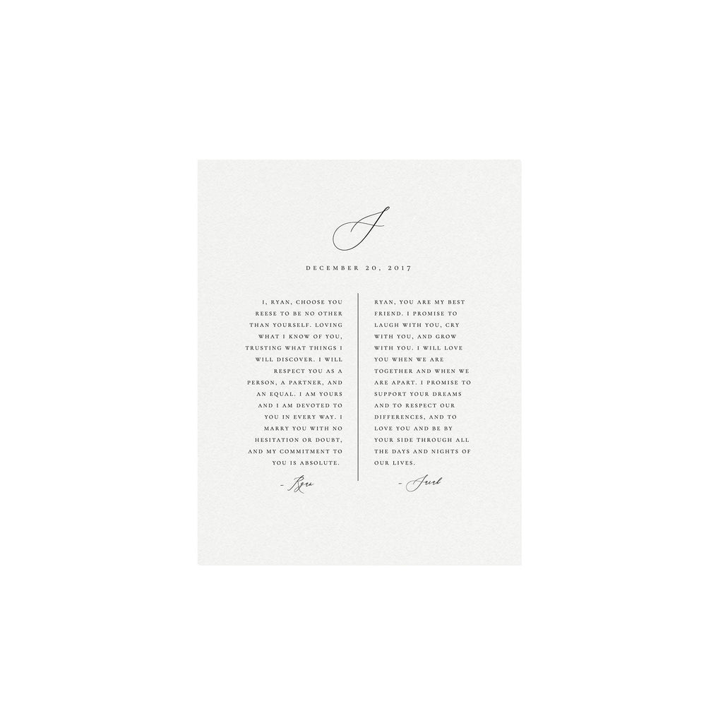 Wedding Vow Keepsake Template: 1st Anniversary Paper Gift (Digital Download)