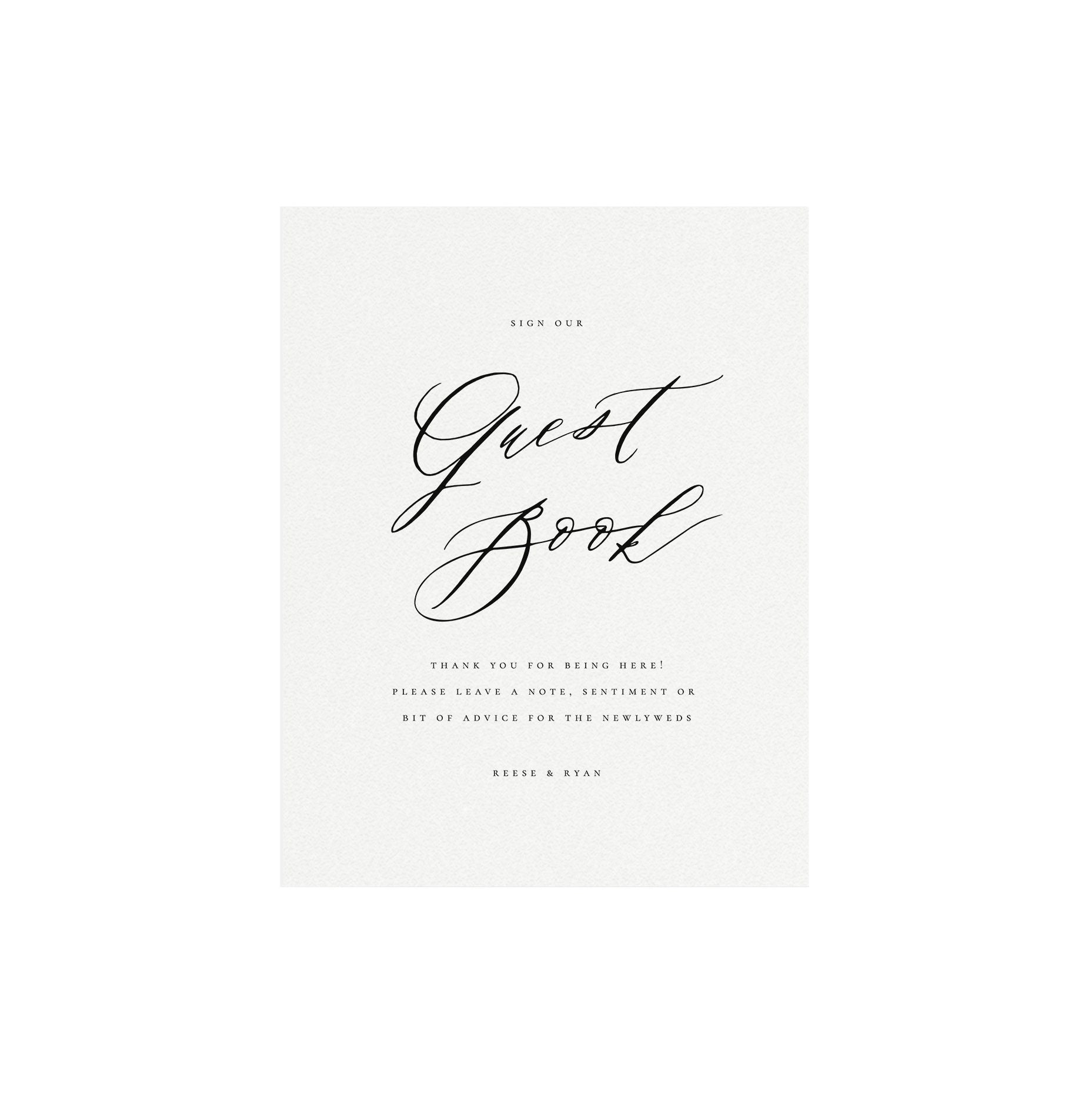 Calligraphy Wedding Guest Book Sign: Reese Template (Digital Download)