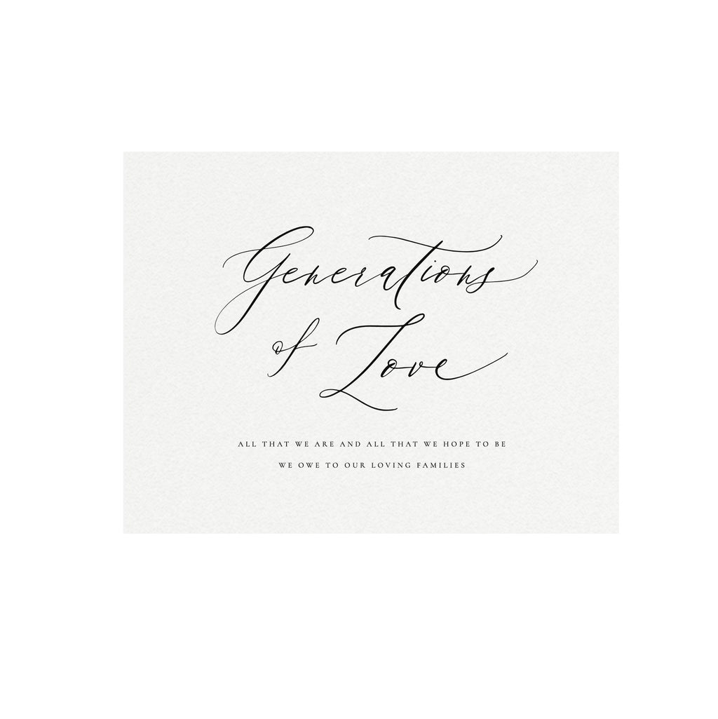 Generations of Love Wedding Sign Template: Editable Calligraphy (Digital Download)