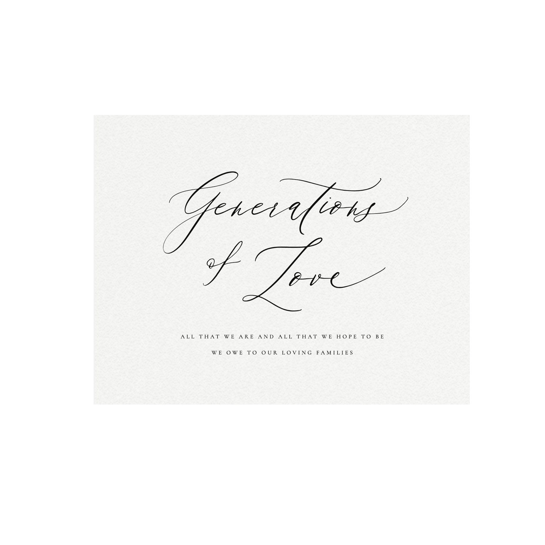 Generations of Love Wedding Sign Template: Editable Calligraphy (Digital Download)