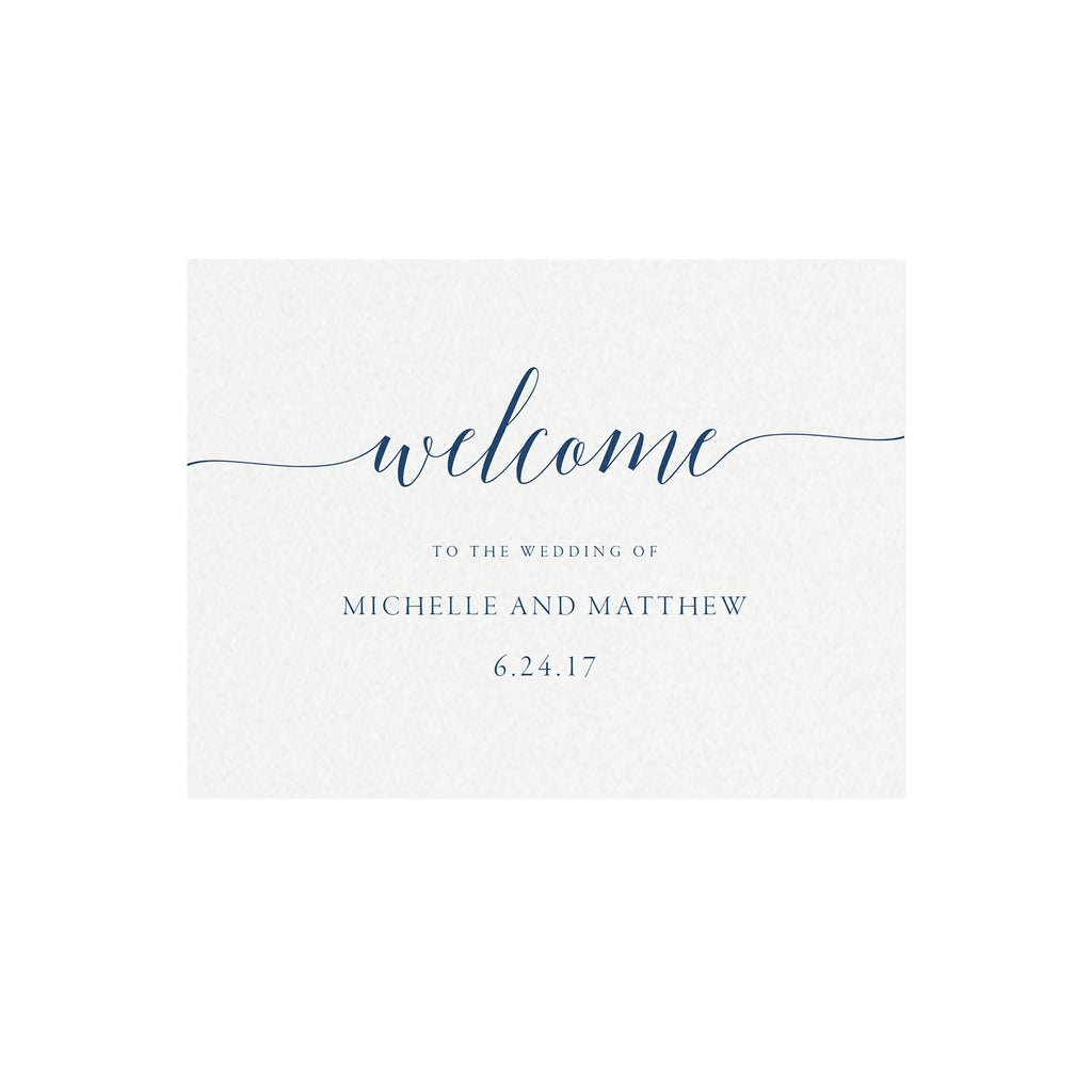 Navy Blue Welcome Sign Template: Calligraphy Wedding Decor (PDF Download)
