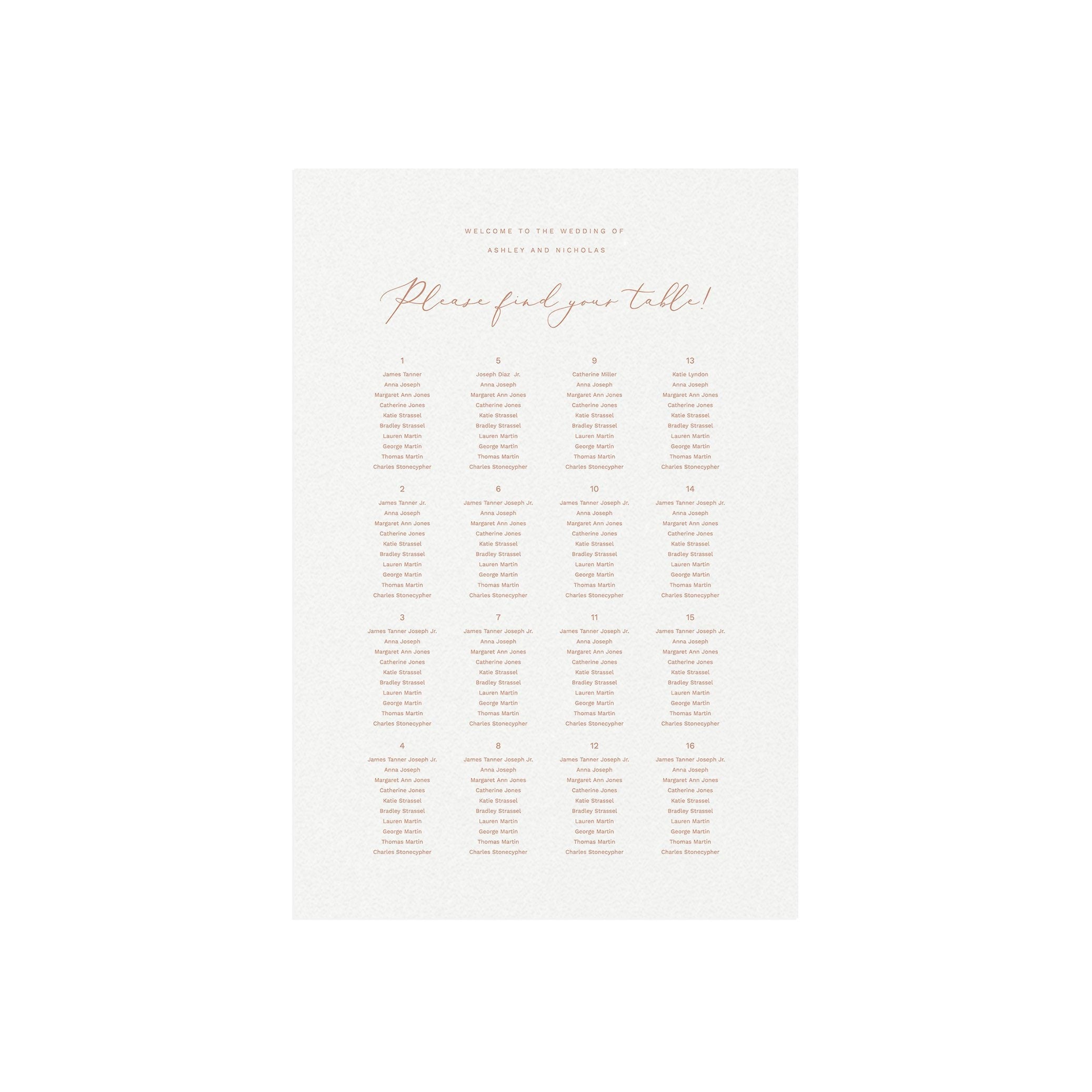 Blush Wedding Seating Chart Poster: Modern Calligraphy (24x36, Editable, Digital Download)