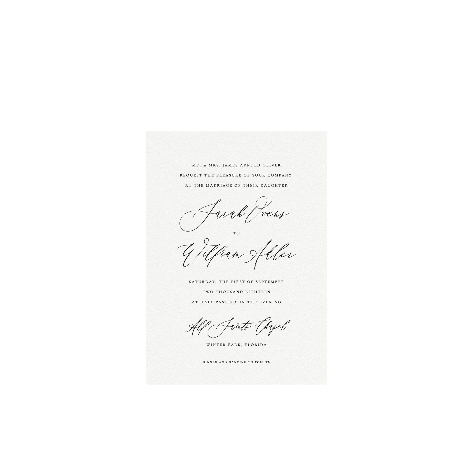 Calligraphy Wedding Invitation Template: 5x7 Printable (Instant Download)