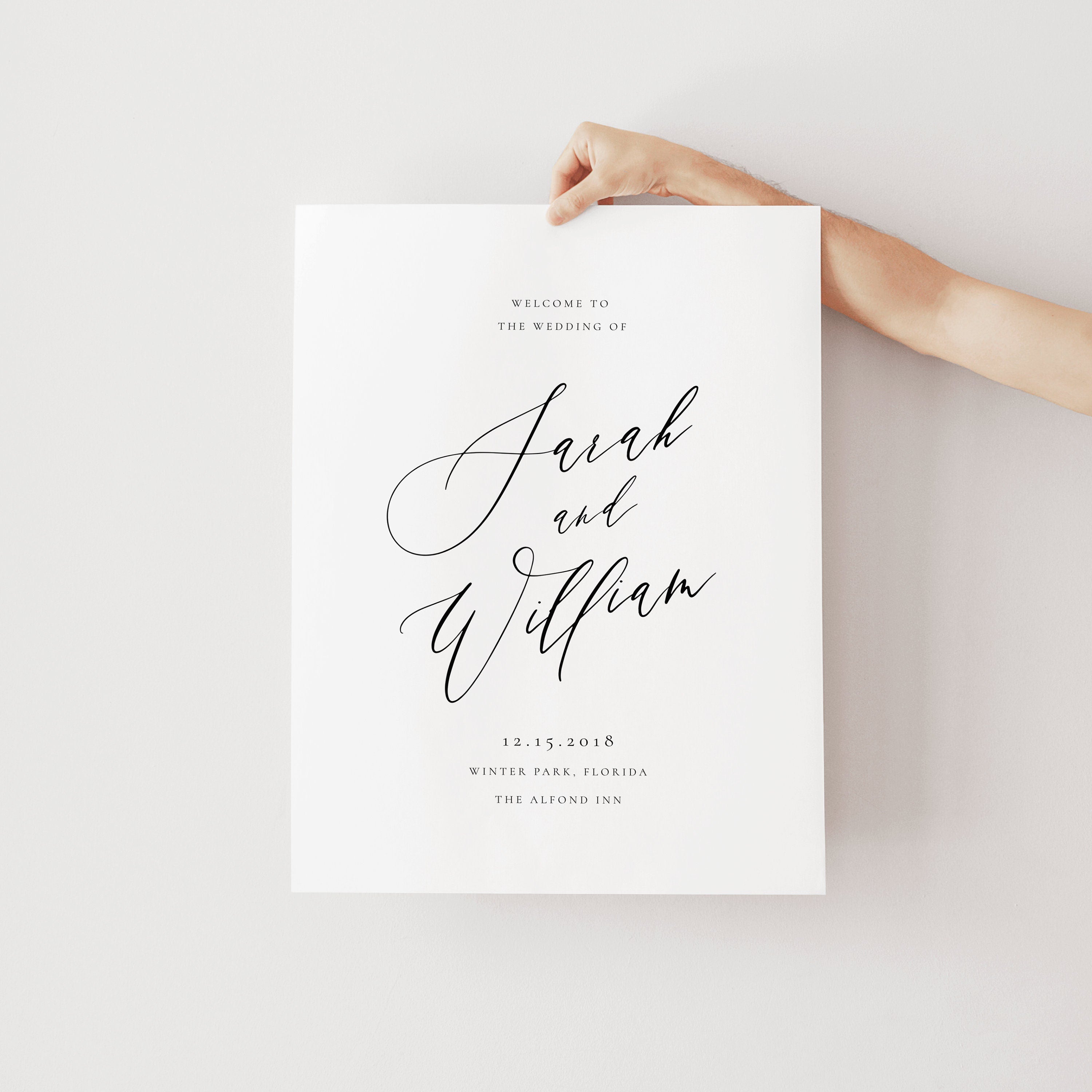 Modern Calligraphy Wedding Welcome Sign Template: Editable Adler Design (Digital Download)