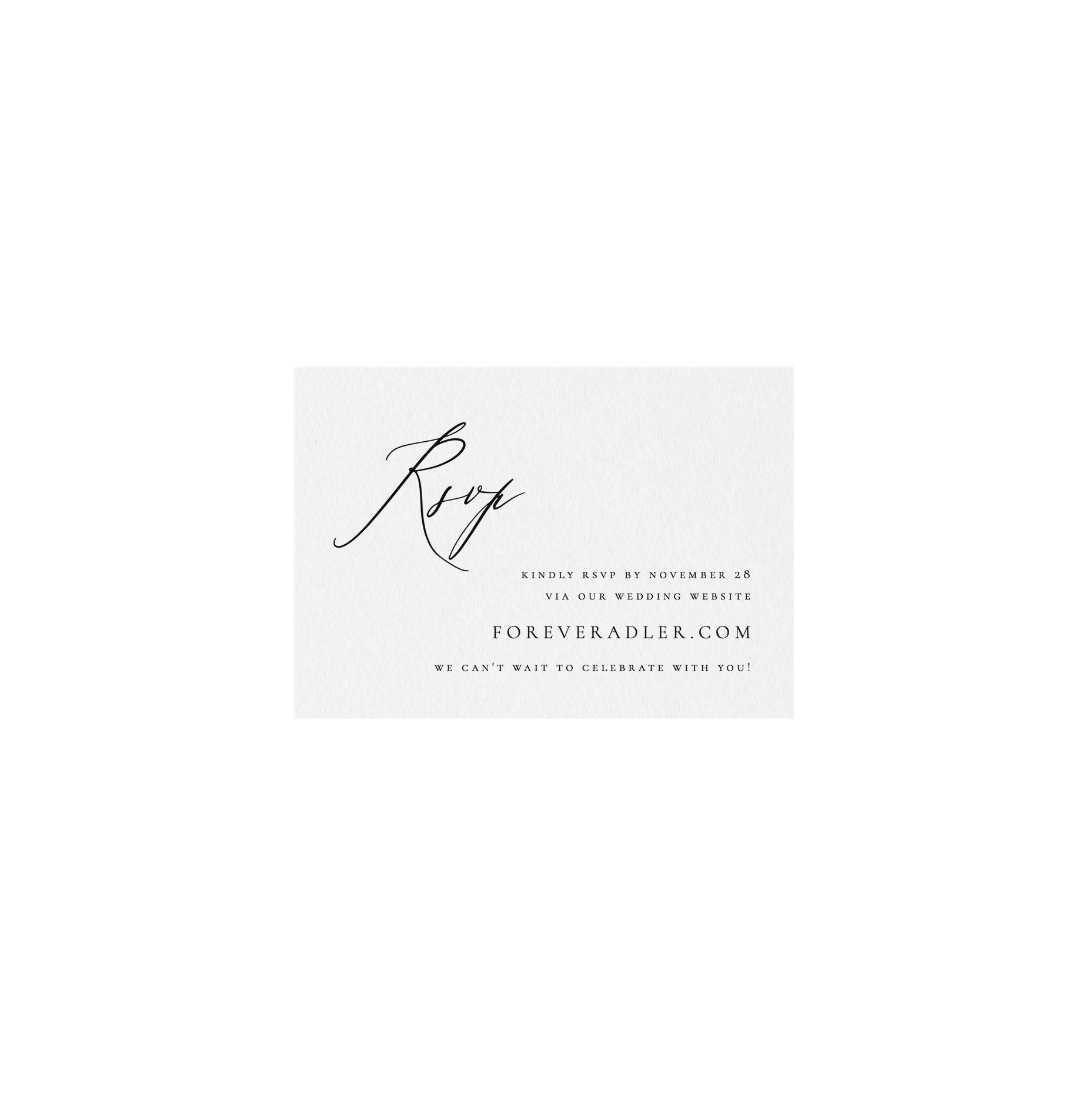 Calligraphy Wedding RSVP Card Template: Editable Website Reply (Instant Download)