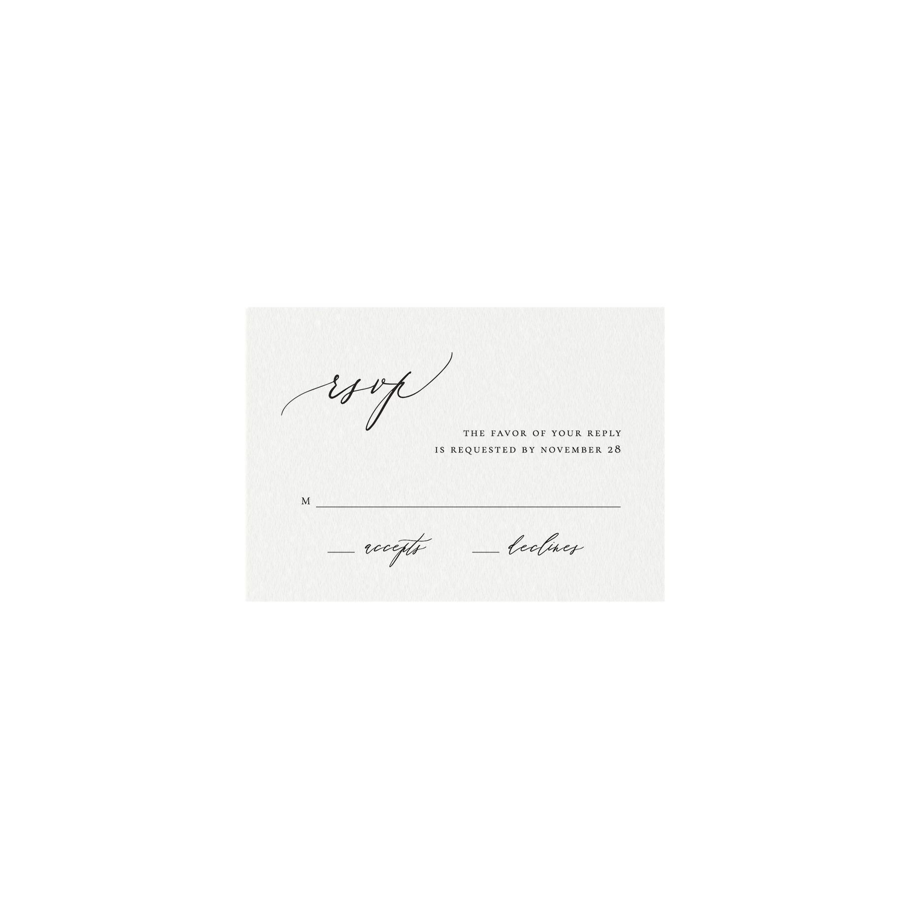 Calligraphy Wedding RSVP Card Template: Editable 3.5x5 (Instant Download)
