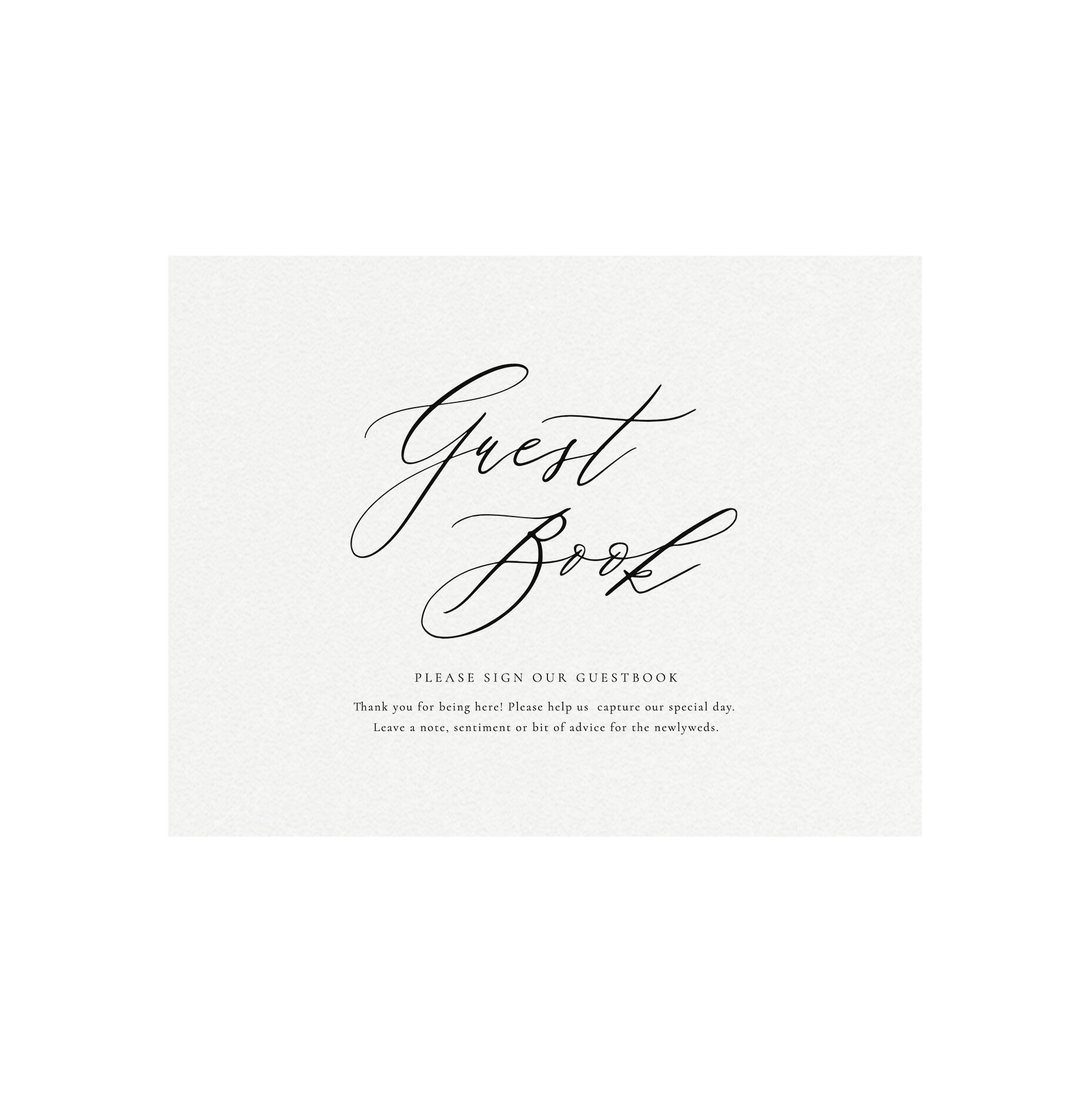 Calligraphy Wedding Guest Book Sign: Minimalist 8x10 Template (Digital Download)