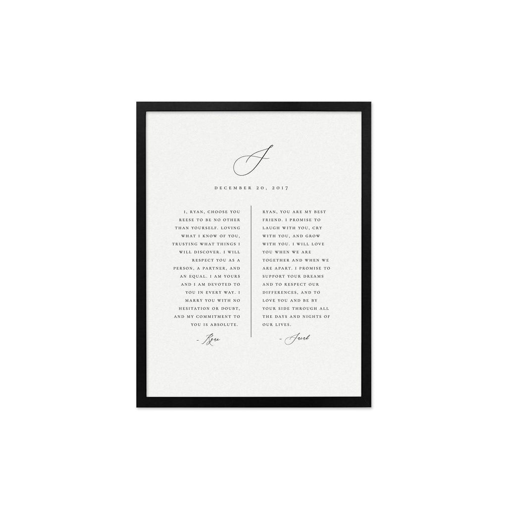 Wedding Vow Keepsake Template: 1st Anniversary Paper Gift (Digital Download)
