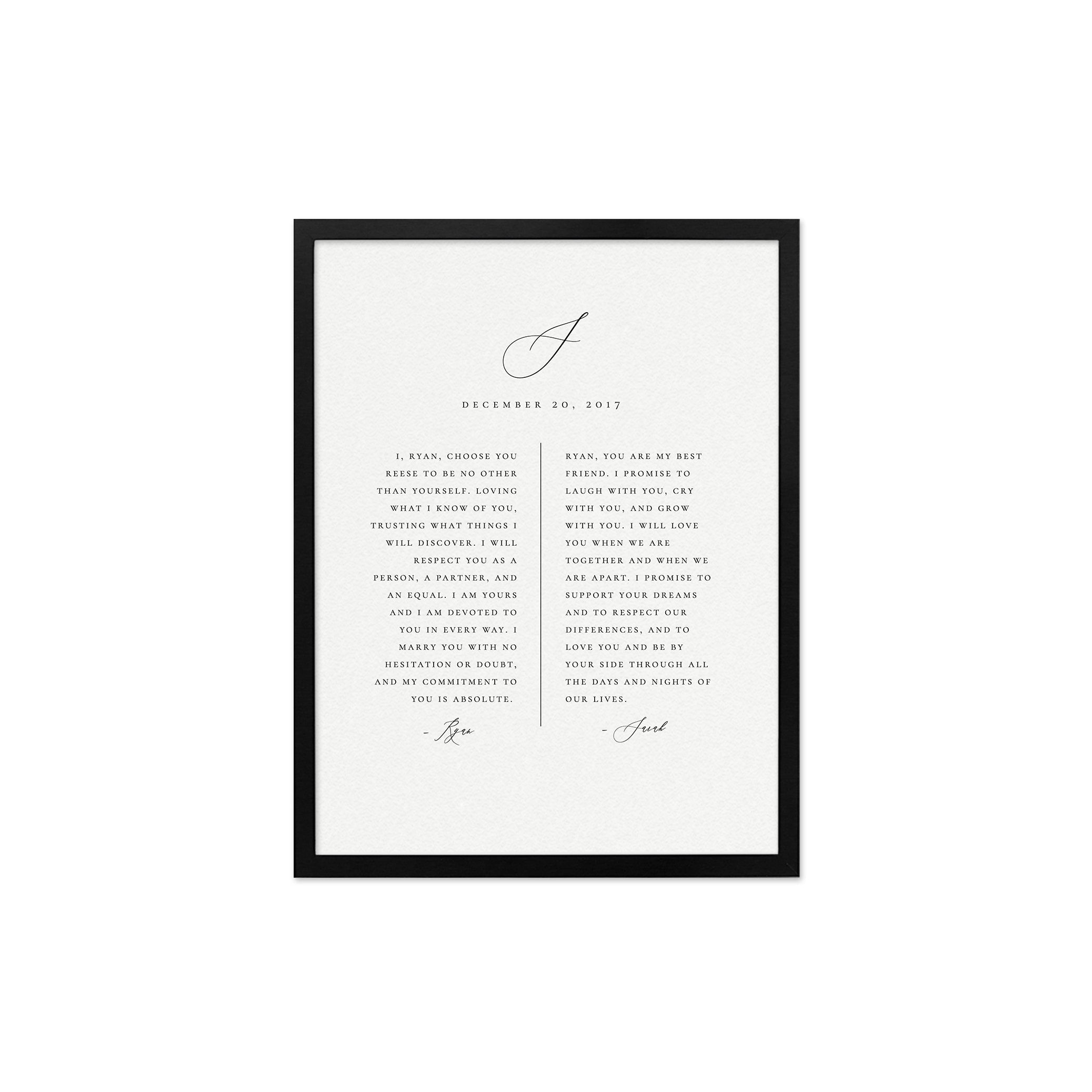 Wedding Vow Keepsake Template: 1st Anniversary Paper Gift (Digital Download)