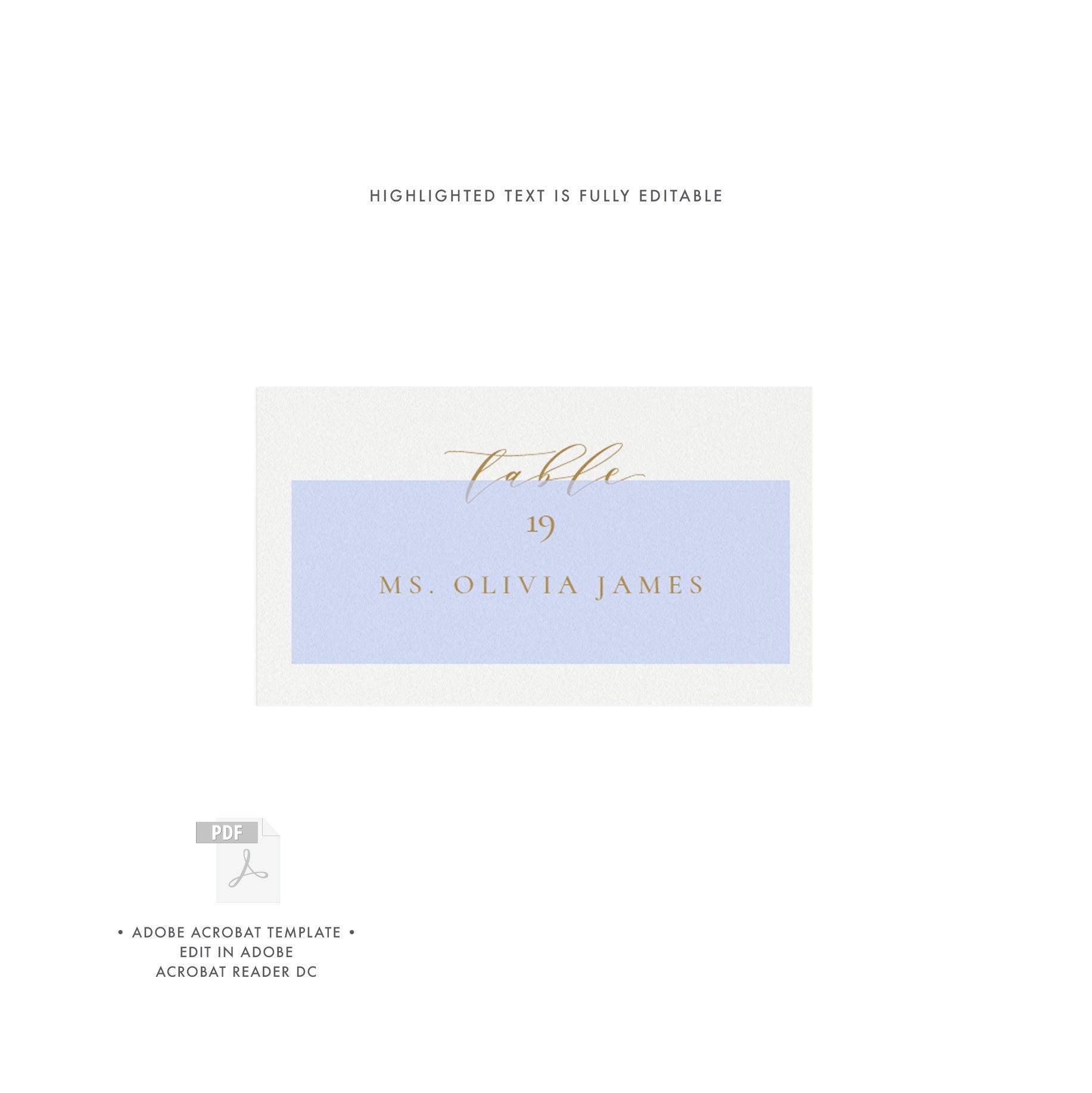 Melia: Gold Escort Card Template Avery 5302 3.5x2 Calligraphy Escort Card Classic Wedding, Simply Editable Place Card, PDF Instant Download