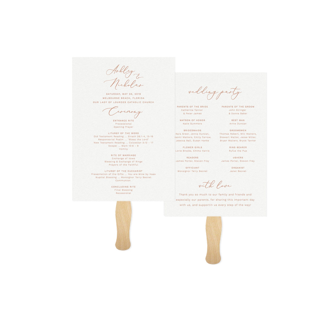Rose Gold Catholic Wedding Program Fan Template: Blush Pink, Editable (Digital Download)