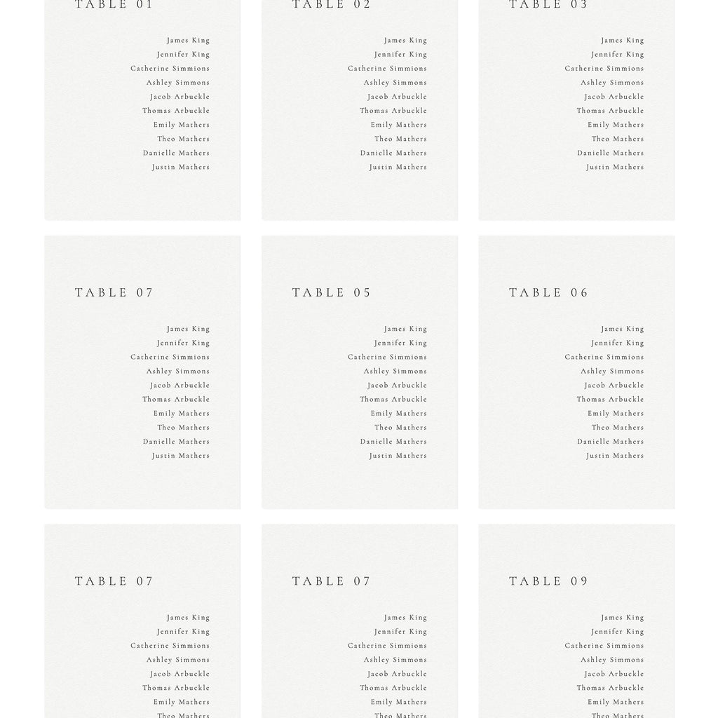 Minimalist Wedding Seating Chart Template: 5x7 Editable Cards (Instant Download)