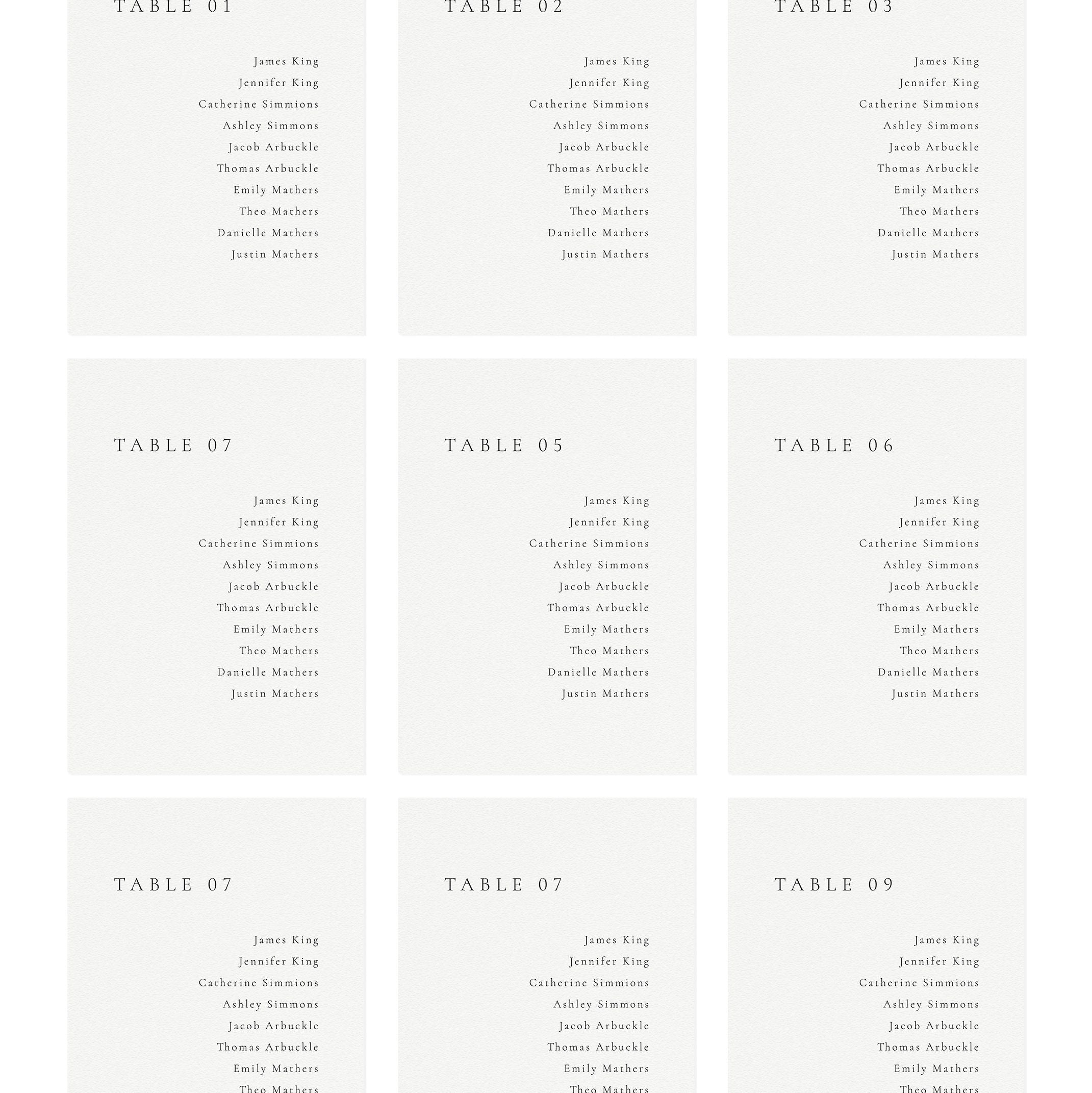 Minimalist Wedding Seating Chart Template: 5x7 Editable Cards (Instant Download)
