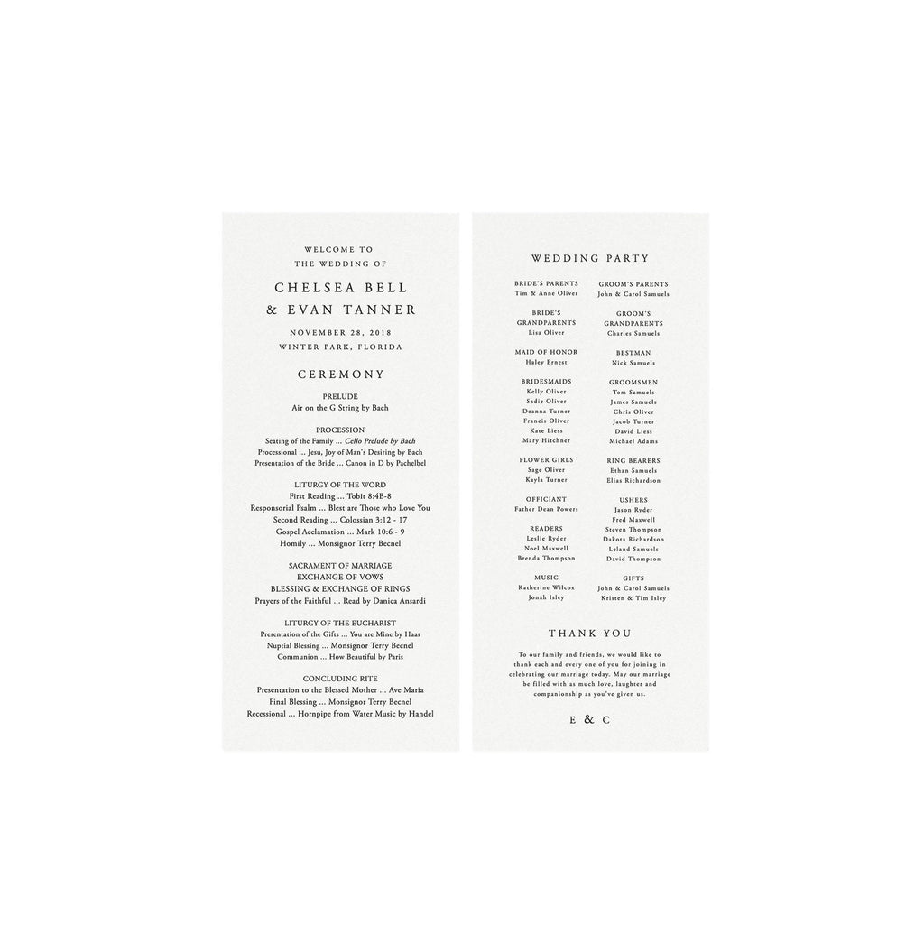 Catholic Wedding Program Template: Black Calligraphy (Instant Download)