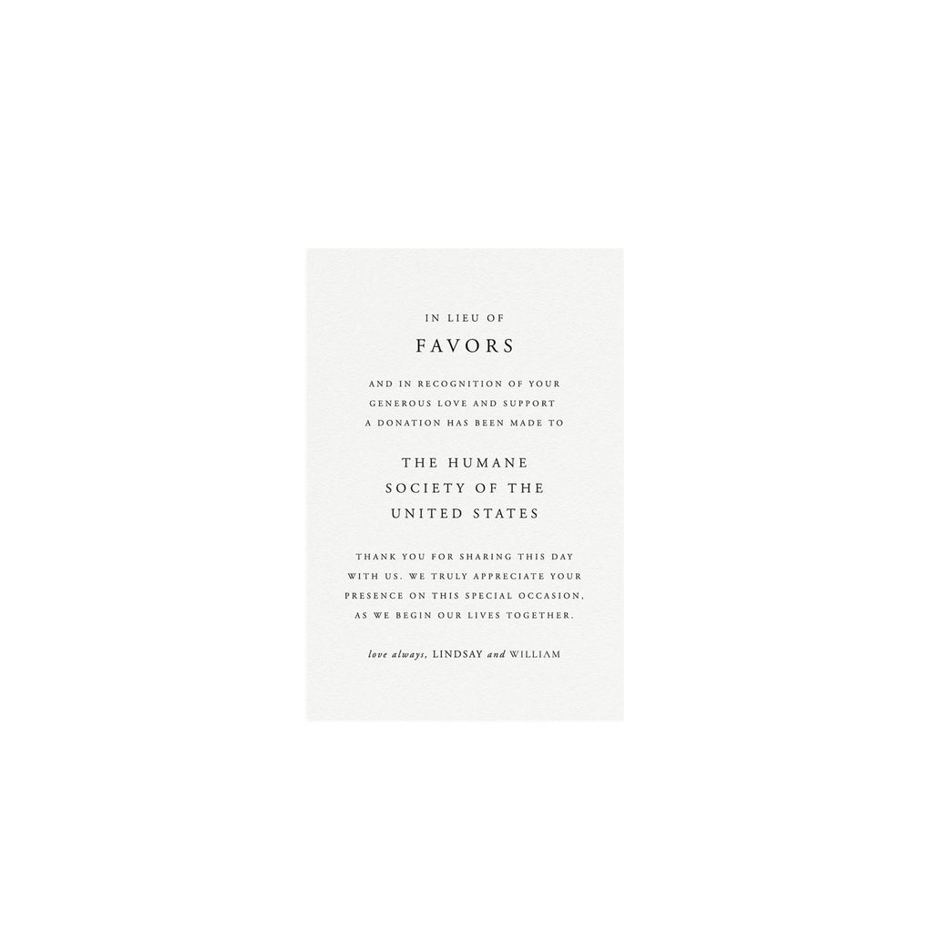 In Lieu of Favors Card Template: Charity Donation Sign (Digital Download)