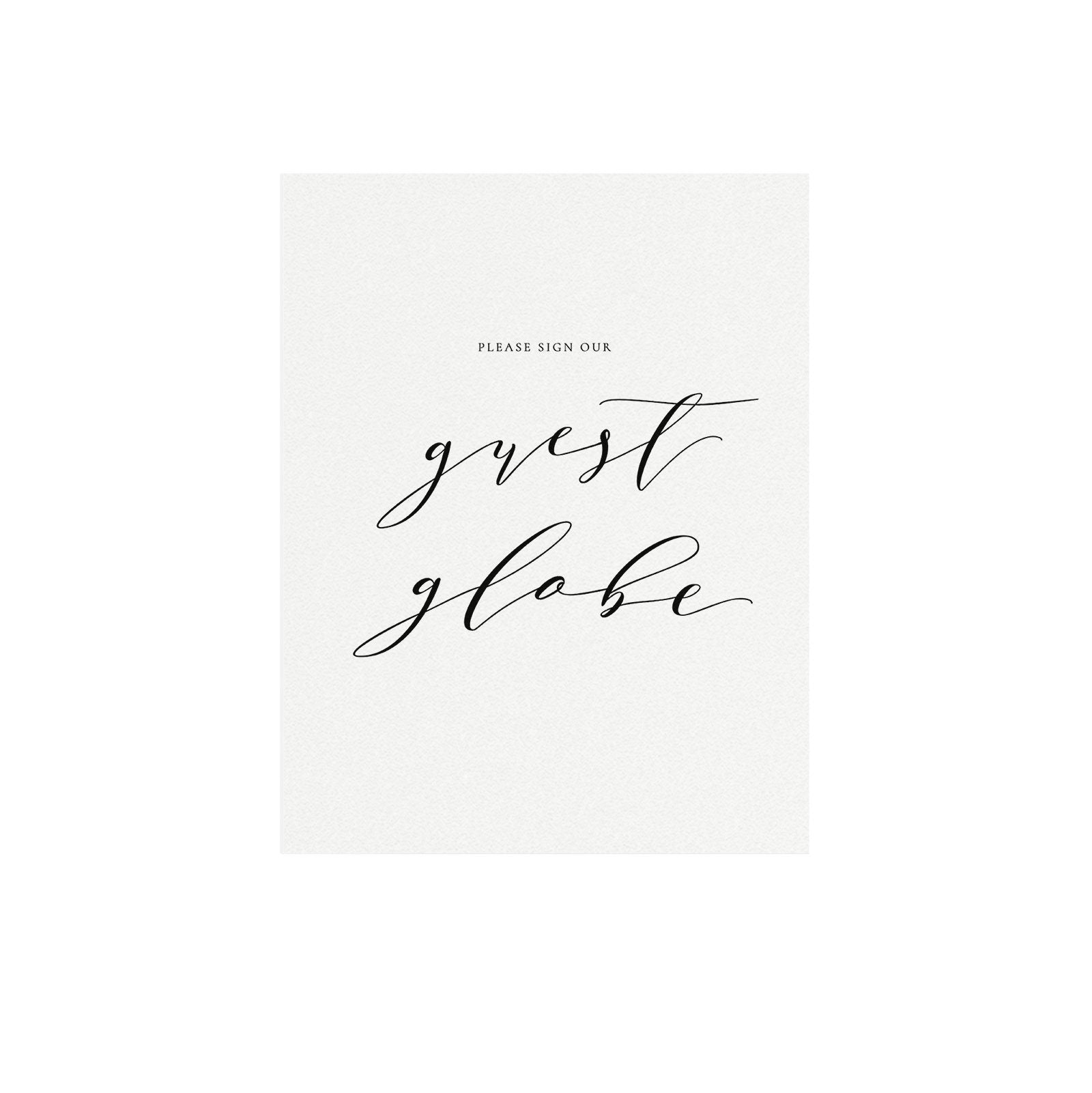 Guest Globe Sign: Minimalist Wedding Guest Book Alternative (PDF Instant Download)