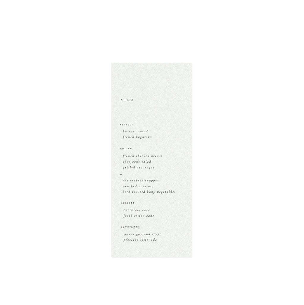 Minimalist Wedding Menu Template: Classic, Simple (Templett Instant Download)