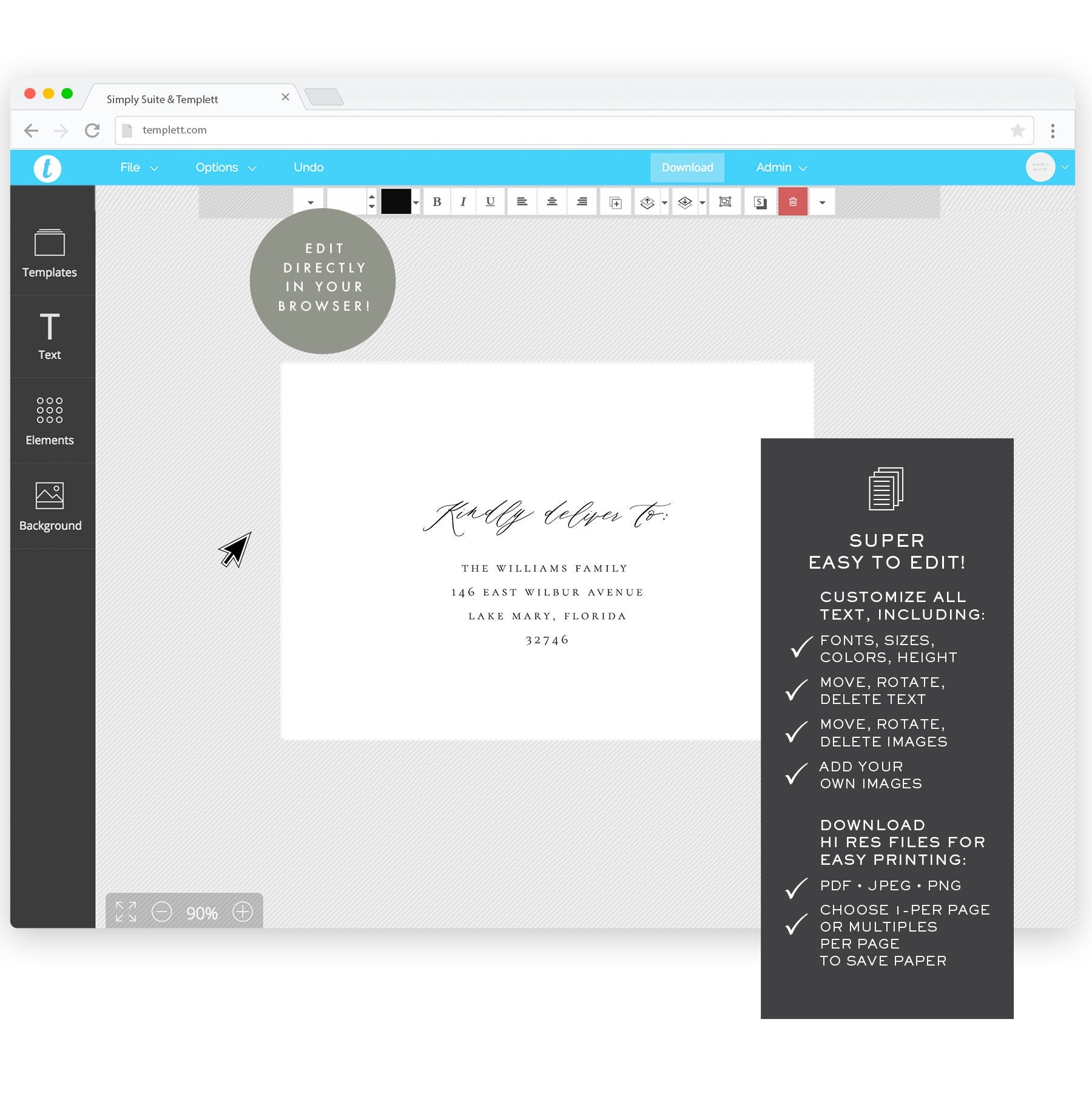 A6 Calligraphy Envelope Template: Printable DIY Reese Suite (Digital Download)