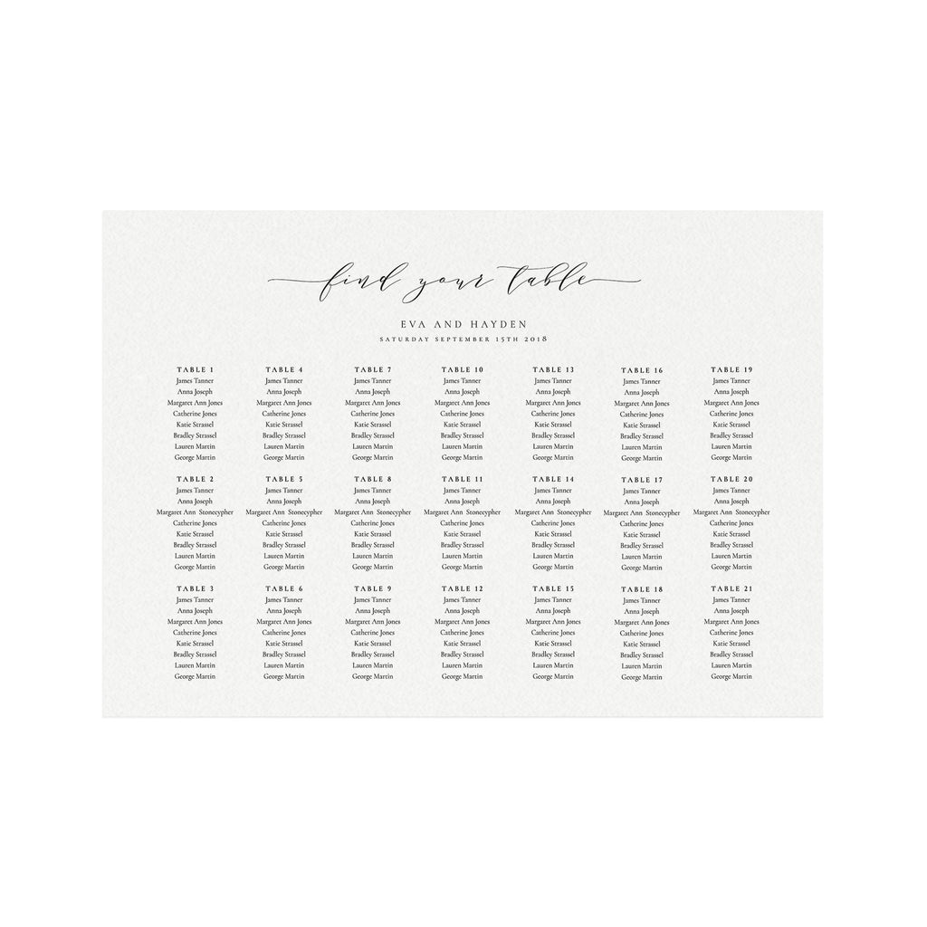 Melia Wedding Seating Chart Poster: Elegant Horizontal Design (Digital Download)