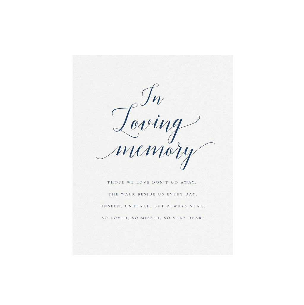 Navy Blue In Loving Memory Sign: Wedding Memorial (Digital Download)
