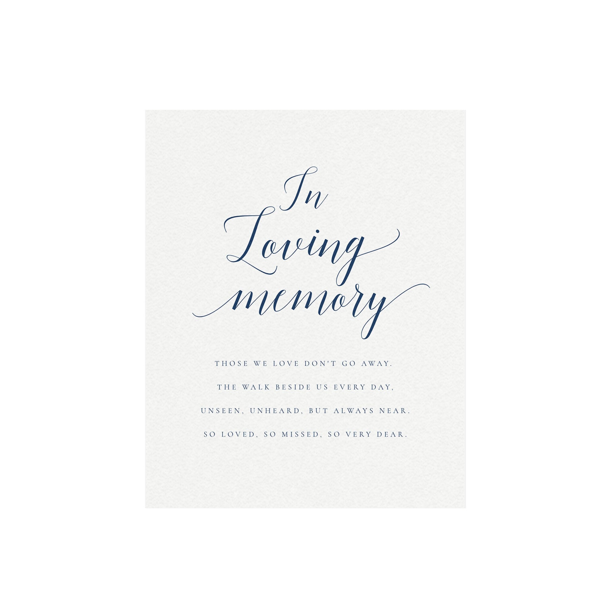 Navy Blue In Loving Memory Sign: Wedding Memorial (Digital Download)