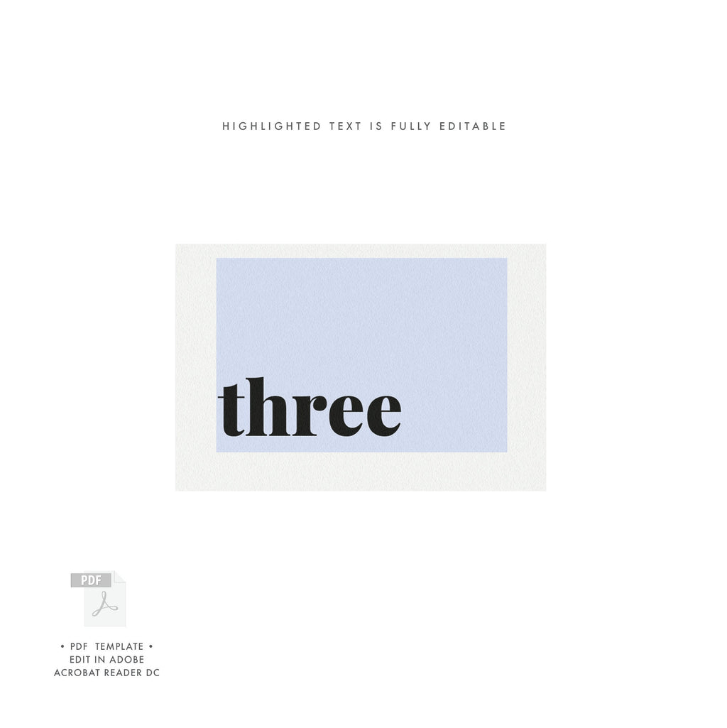 Modern Wedding Table Numbers: Editable Fairfax Template (PDF Download)