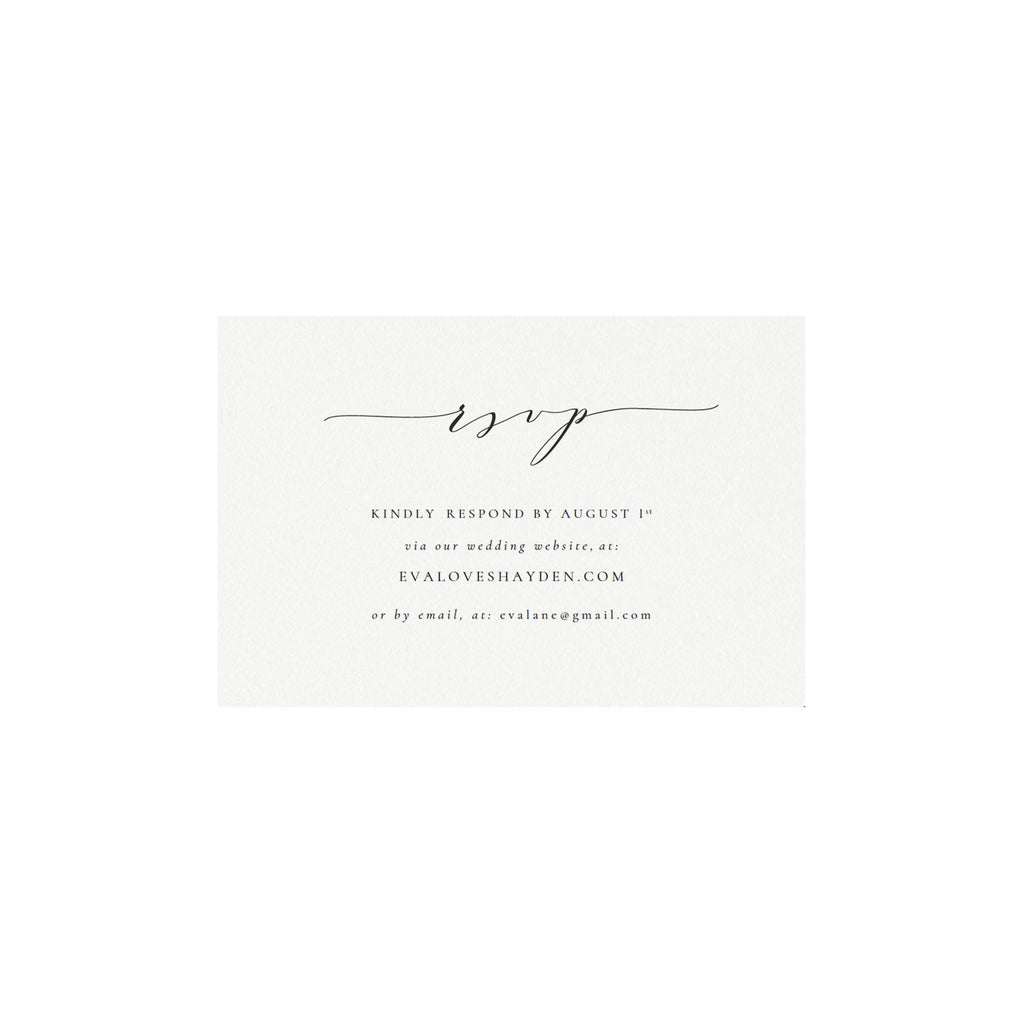 Black Calligraphy Wedding RSVP Card: Minimalist Template (Digital Download)