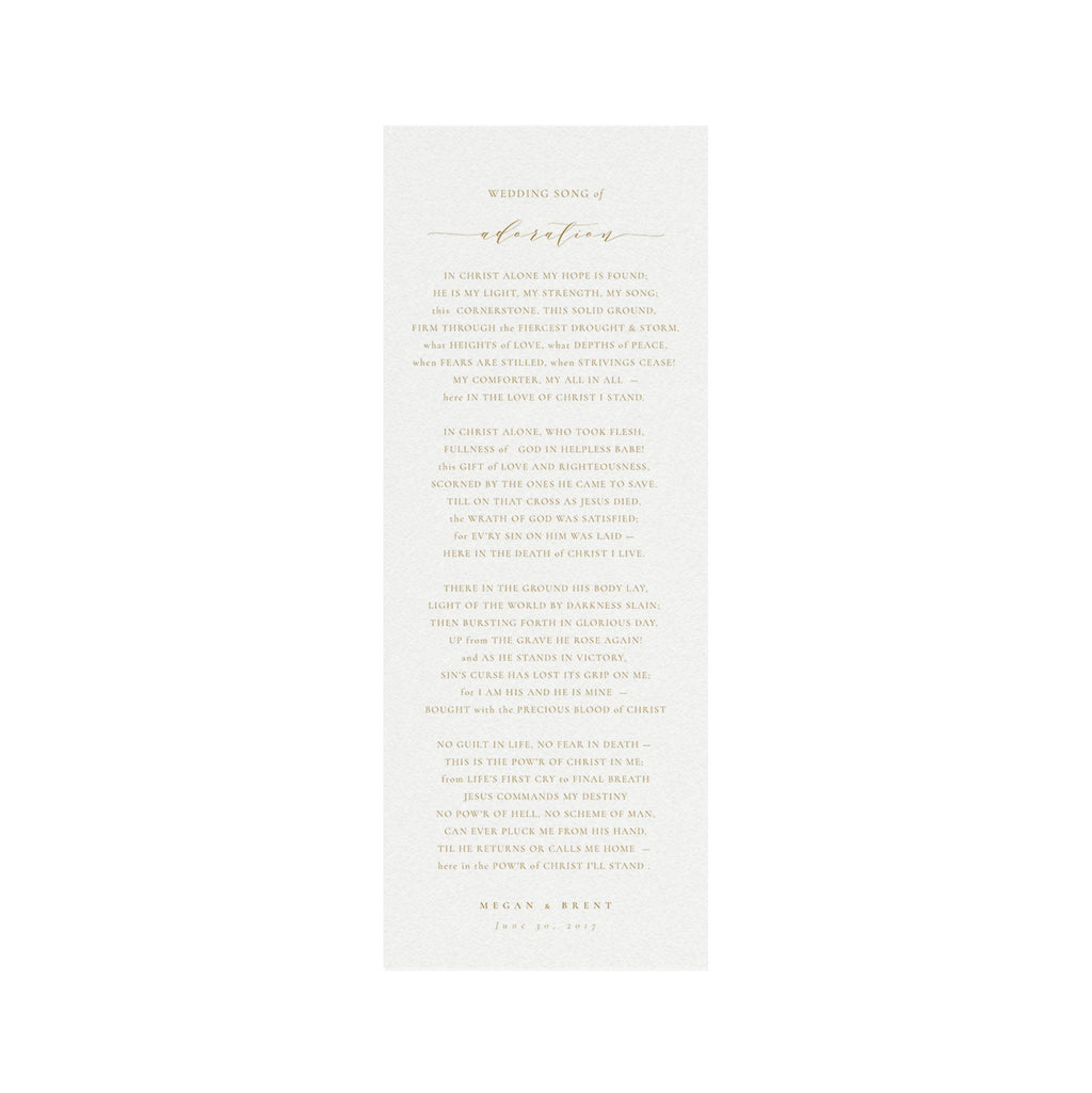 Gold Wedding Song of Adoration Template: Calligraphy Lyrics (Digital Download)
