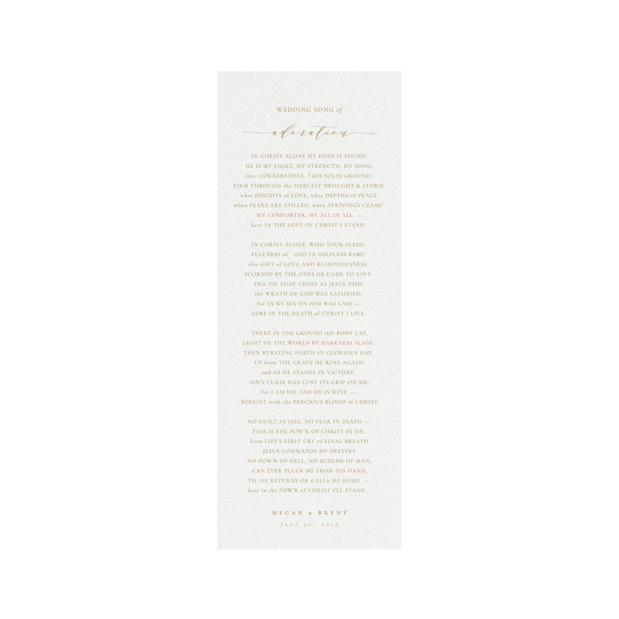 Gold Wedding Song of Adoration Template: Calligraphy Lyrics (Digital Download)