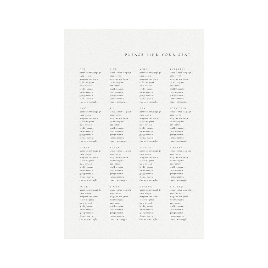 Minimalist Wedding Seating Chart Poster: 24x36 Editable Template (Instant Download)