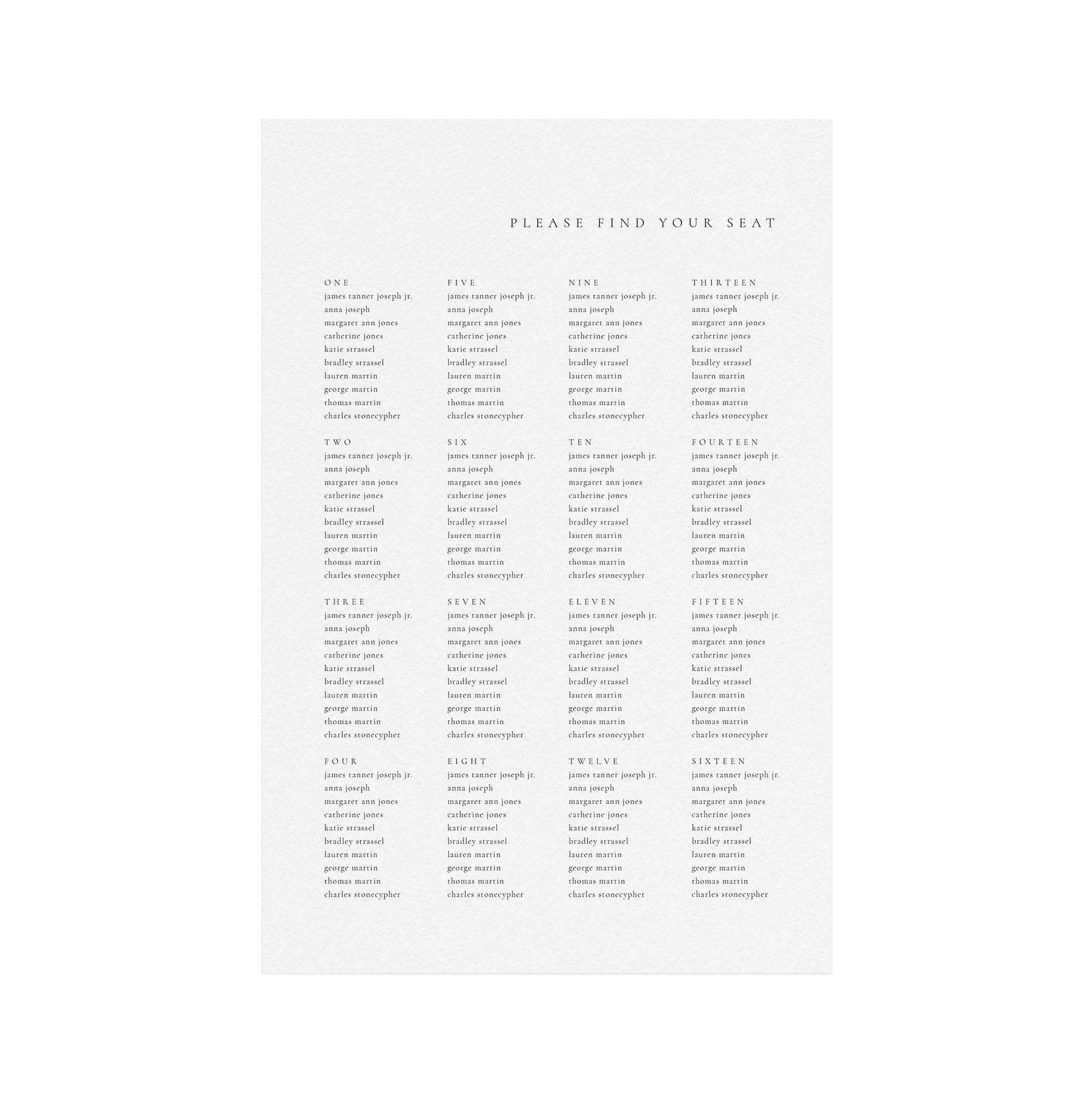 Minimalist Wedding Seating Chart Poster: 24x36 Editable Template (Instant Download)