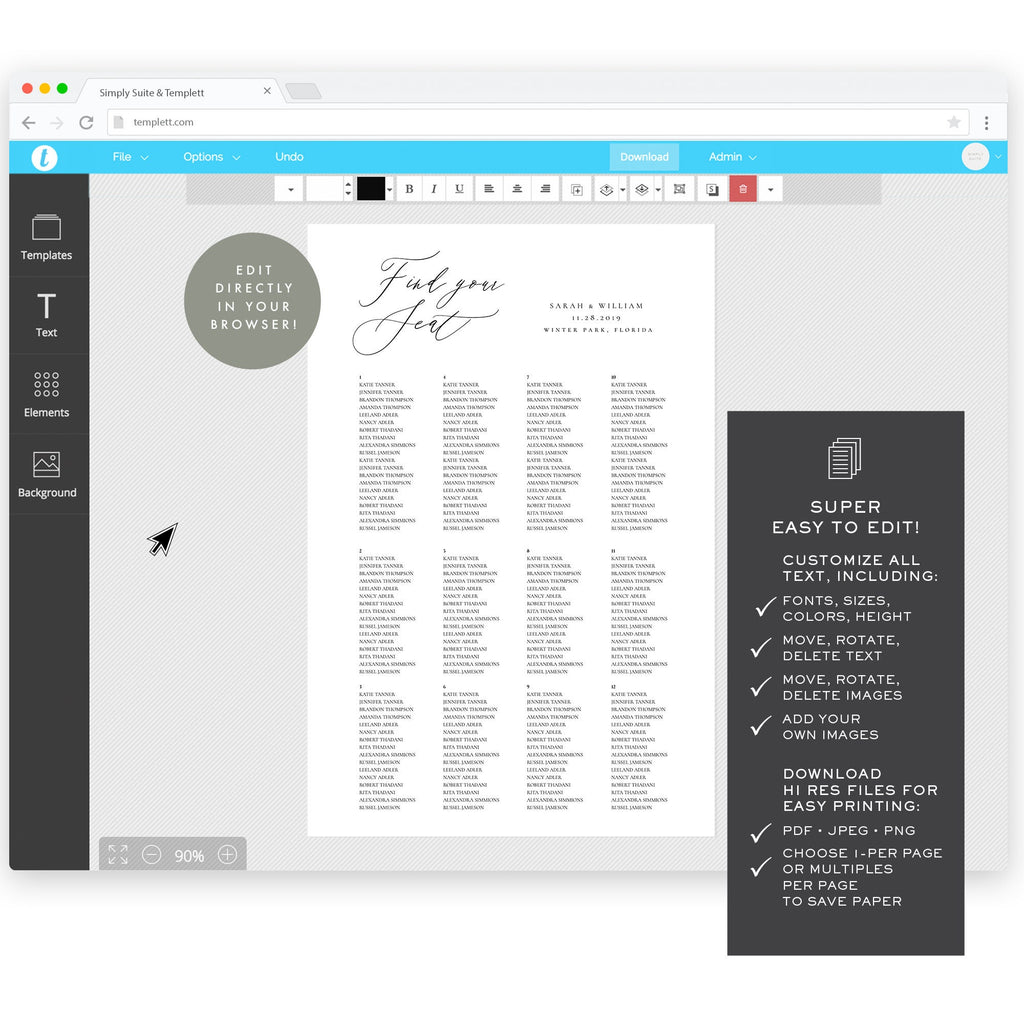 Modern Calligraphy Wedding Welcome Sign Template: Editable Adler Design (Instant Download)