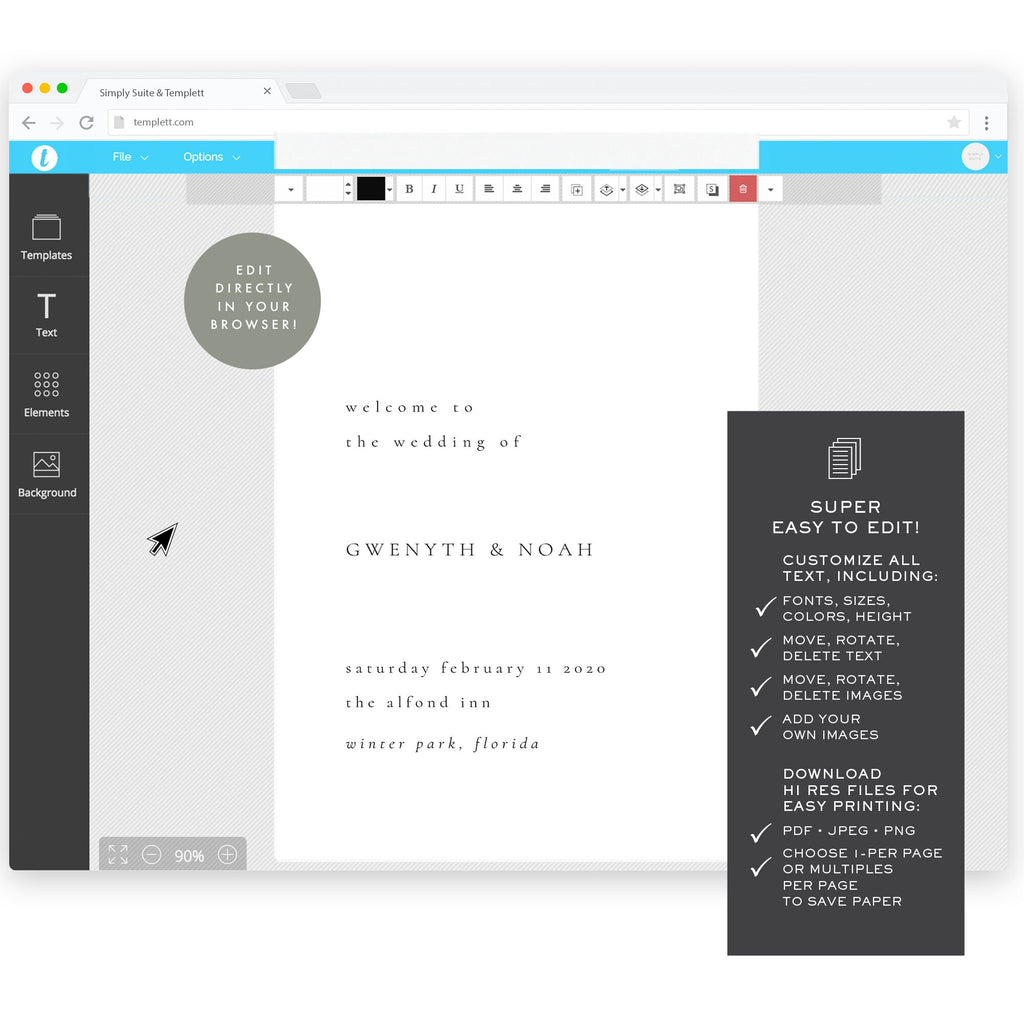 Minimalist Wedding Welcome Sign Poster: Editable 24x36 Template (Digital Download)