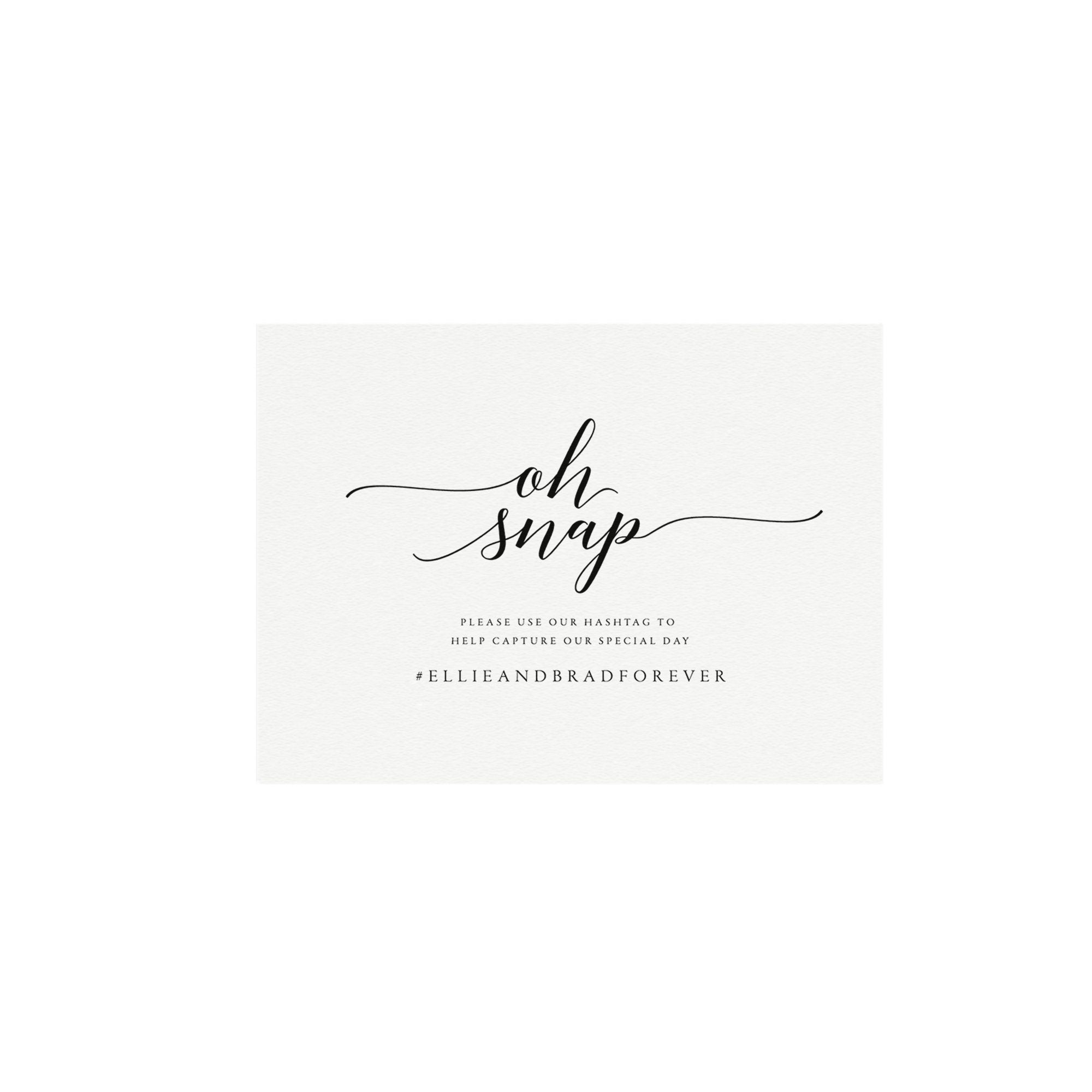 Oh Snap Wedding Social Media Sign Template: Calligraphy Printable (8x10) (Instant Download)