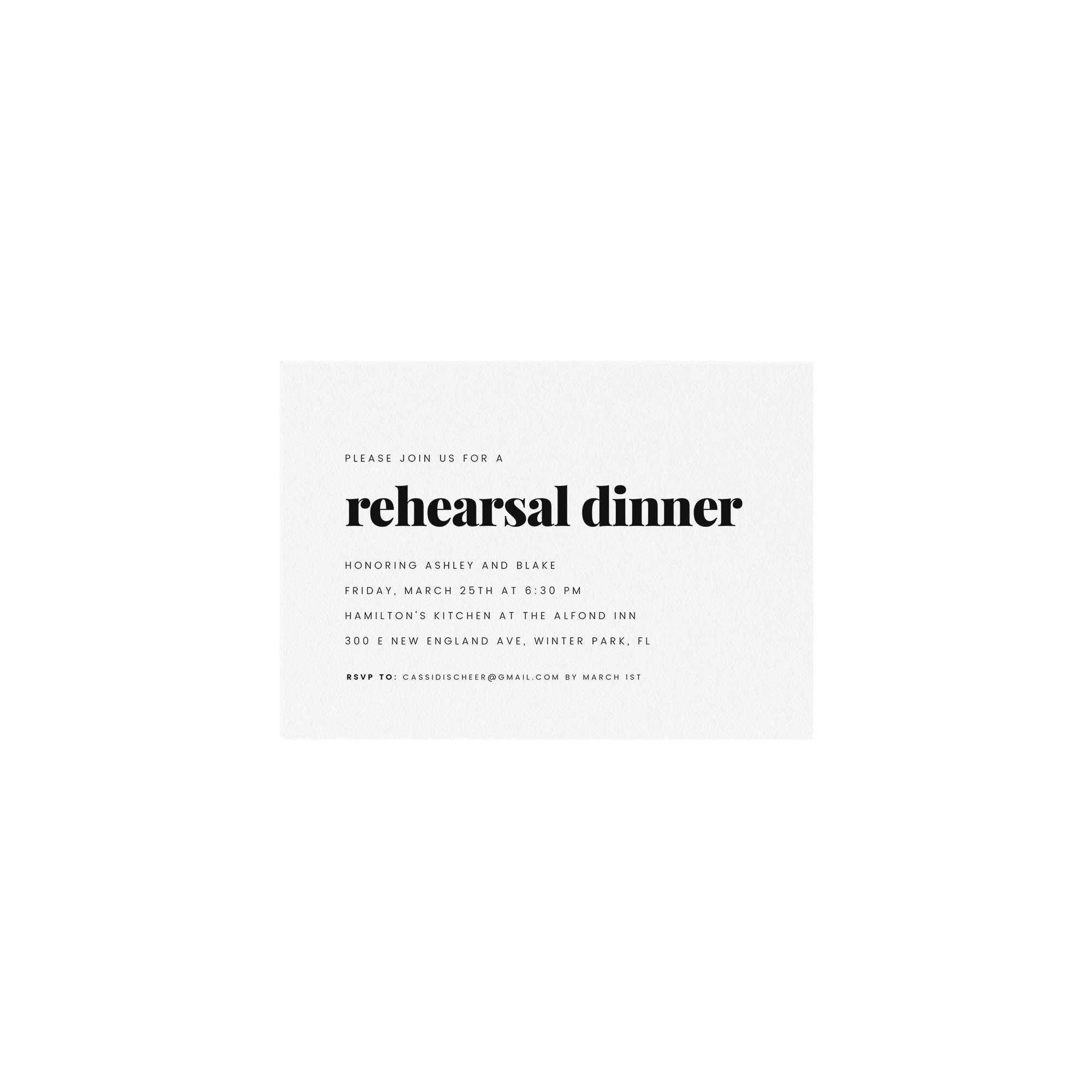 Rehearsal Dinner Invitation Template: Editable 5x7 (Templett Instant Download)