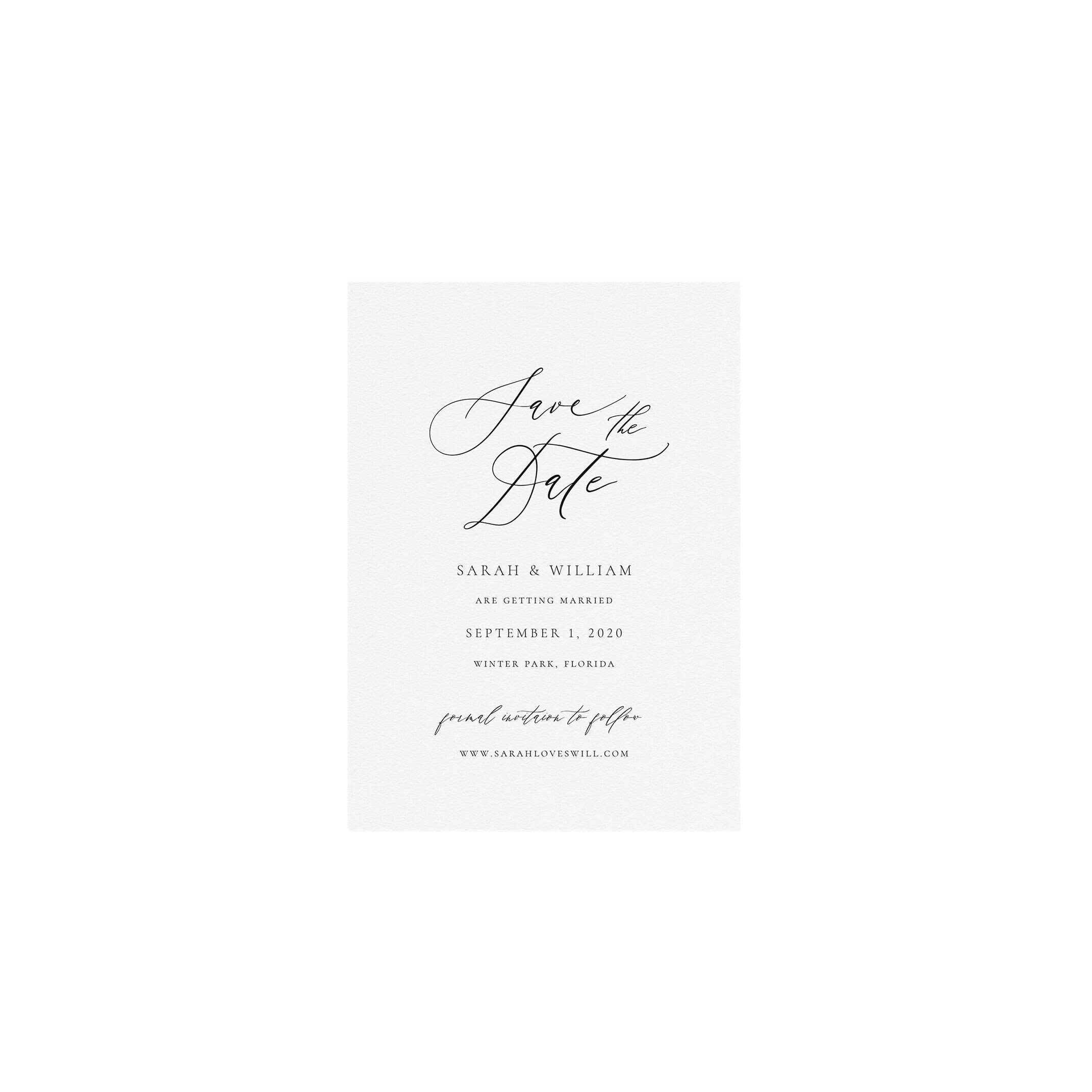 Calligraphy Save the Date Template: 5x7 Printable (Instant Download)