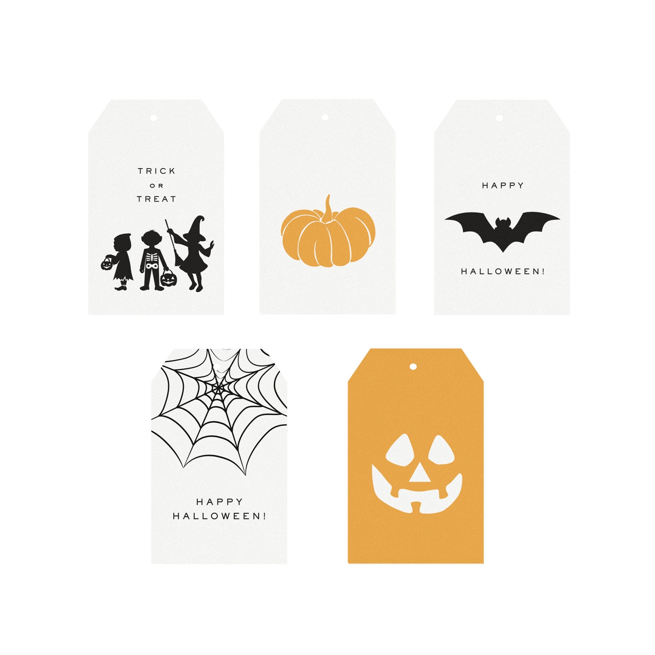 Halloween Gift Tags, Assorted Jack-O-Lantern Designs (Printed or Printable)