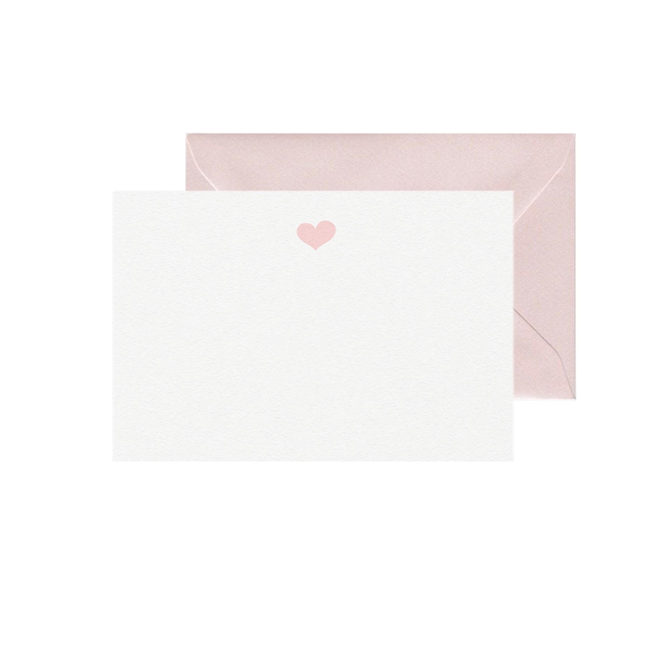 Pink Heart Note Card Set, Personalized Stationery, A2 Size