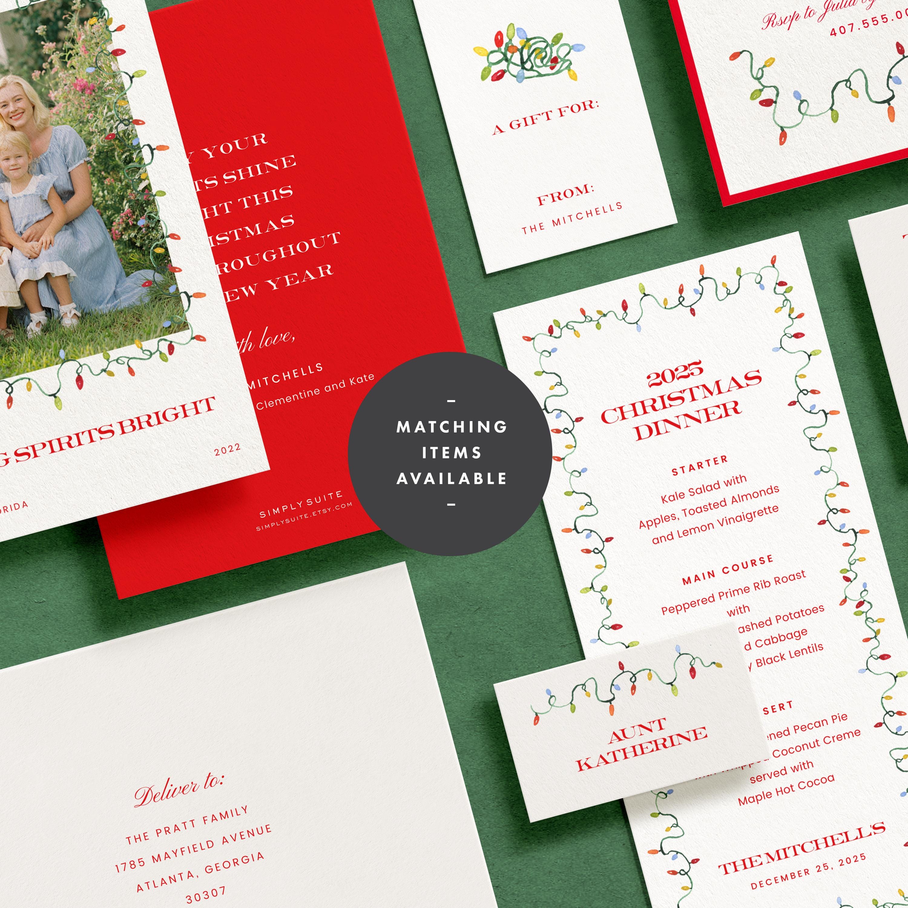 Editable Christmas Lights Gift Tag Template | Holiday Favor (Digital Download)