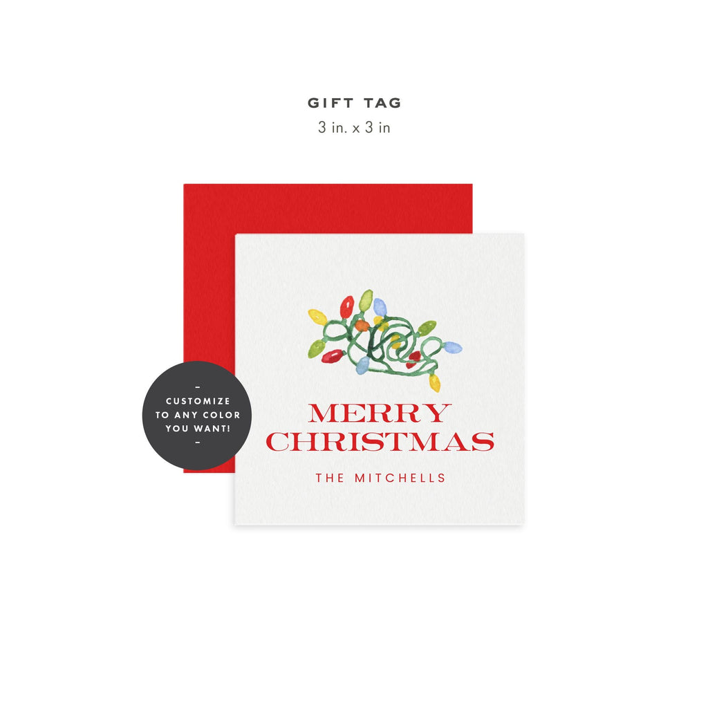 Editable Christmas Lights Gift Tag Template | Holiday Favor (Digital Download)