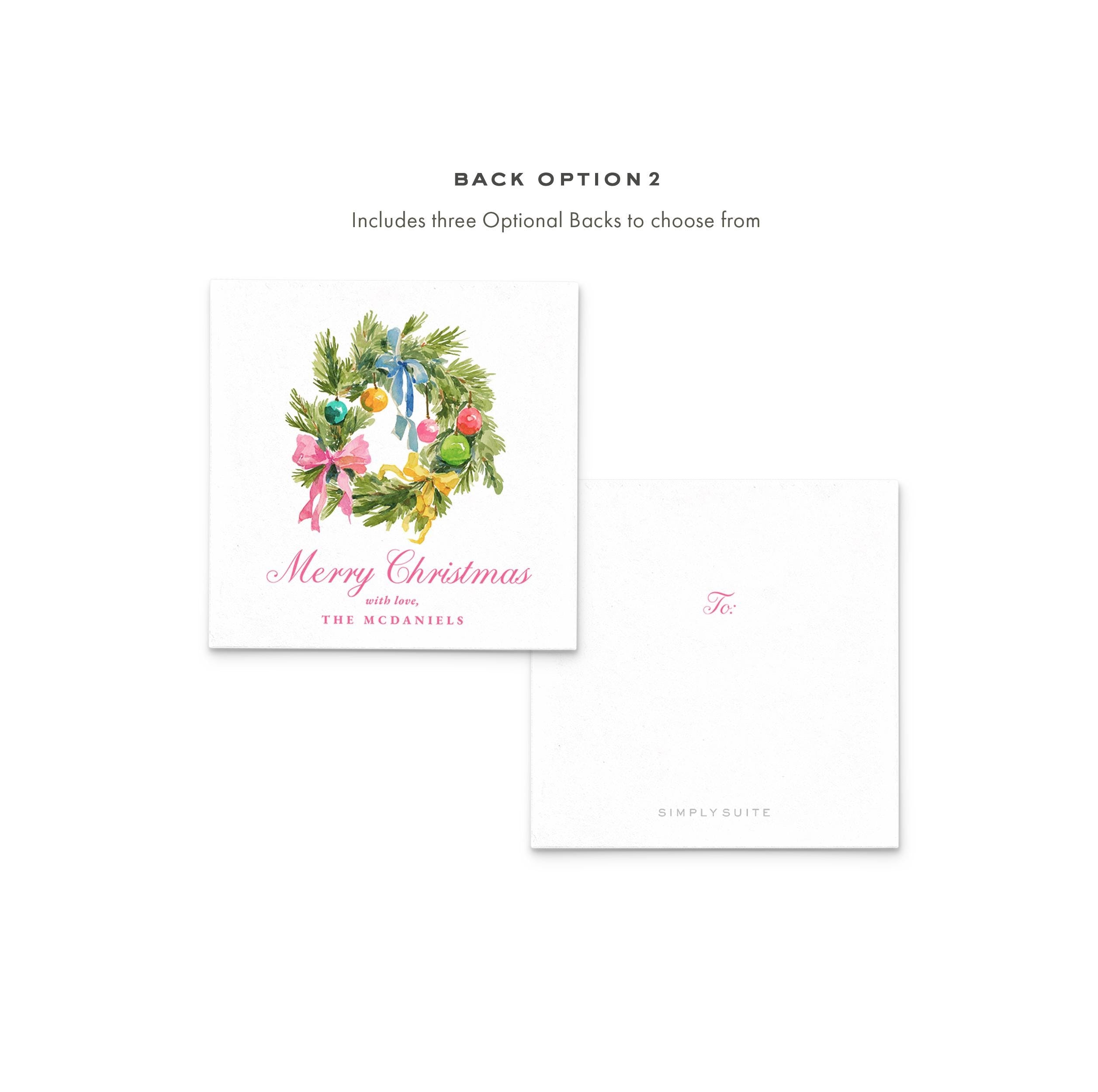 Printable Christmas Gift Tag Template | Watercolor Wreath (3x3)