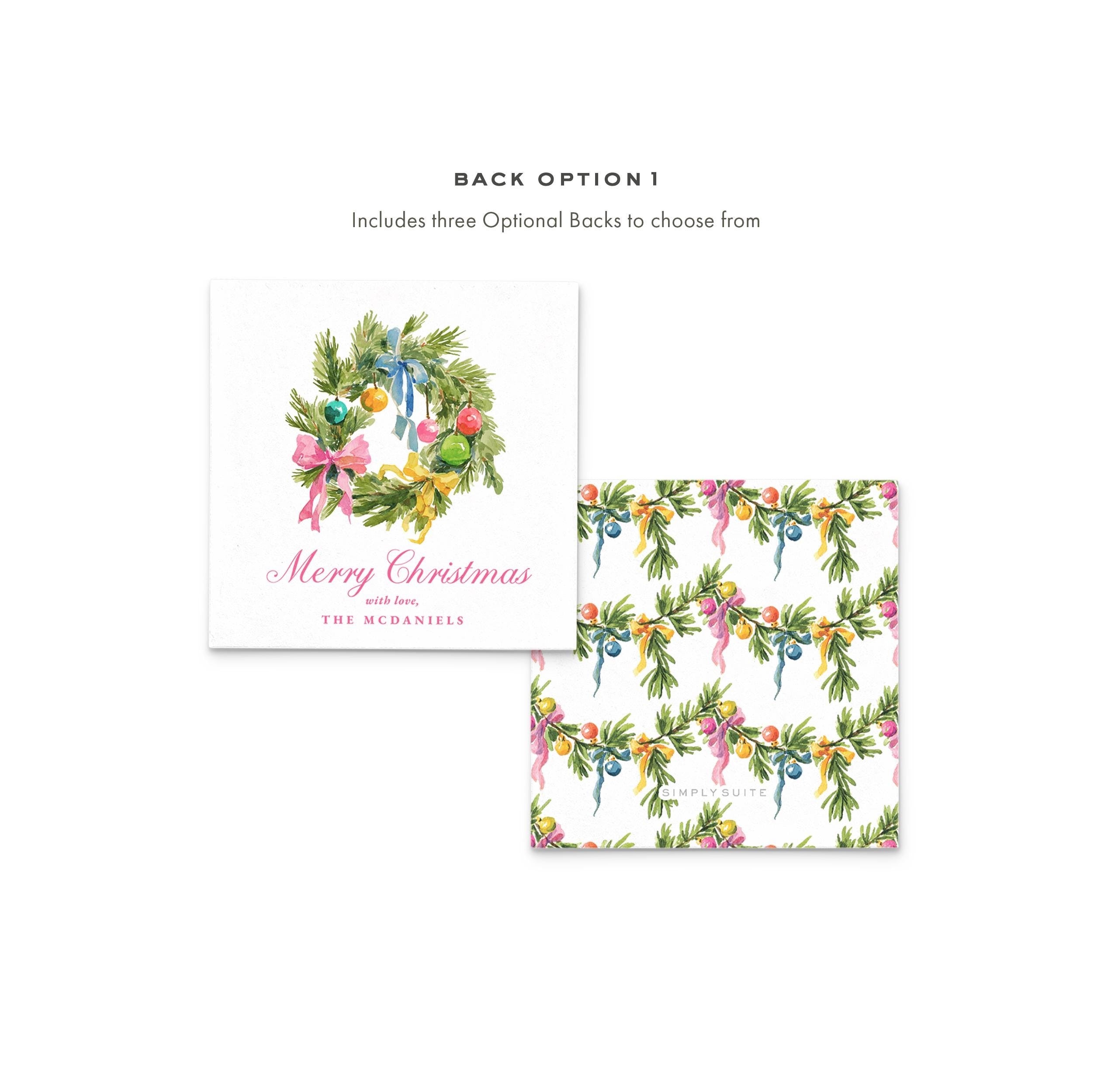 Printable Christmas Gift Tag Template | Watercolor Wreath (3x3)