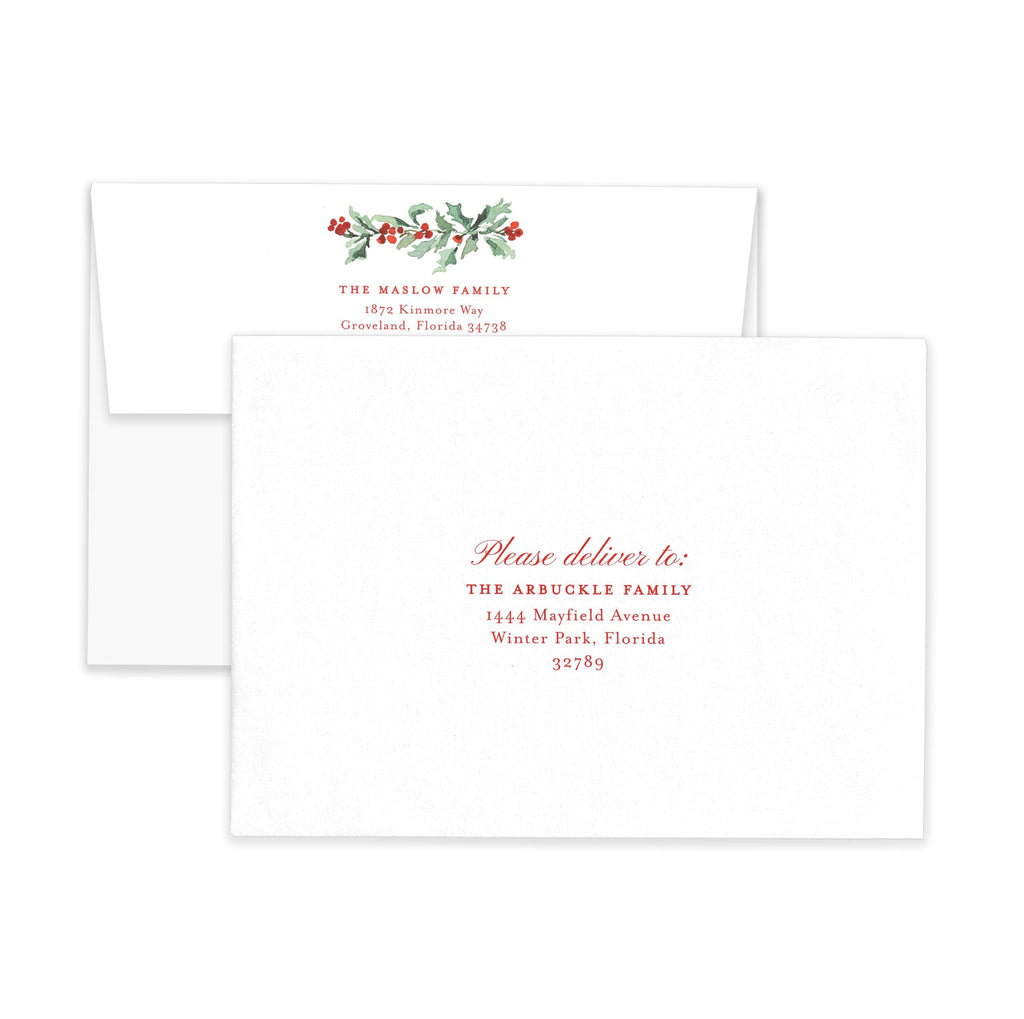 PRINTABLE A7 Envelope Template | Christmas Holly Garland | Watercolor Holiday Card Envelope | Printing Upgrade Available | 2524